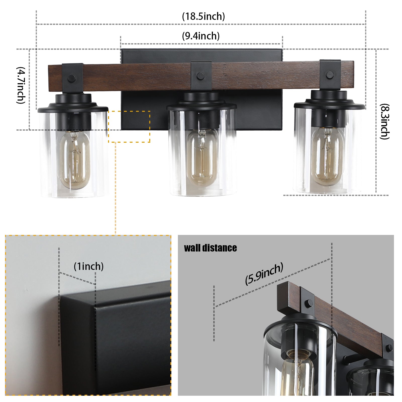 Farmhouse Bathroom Wood Wall Light