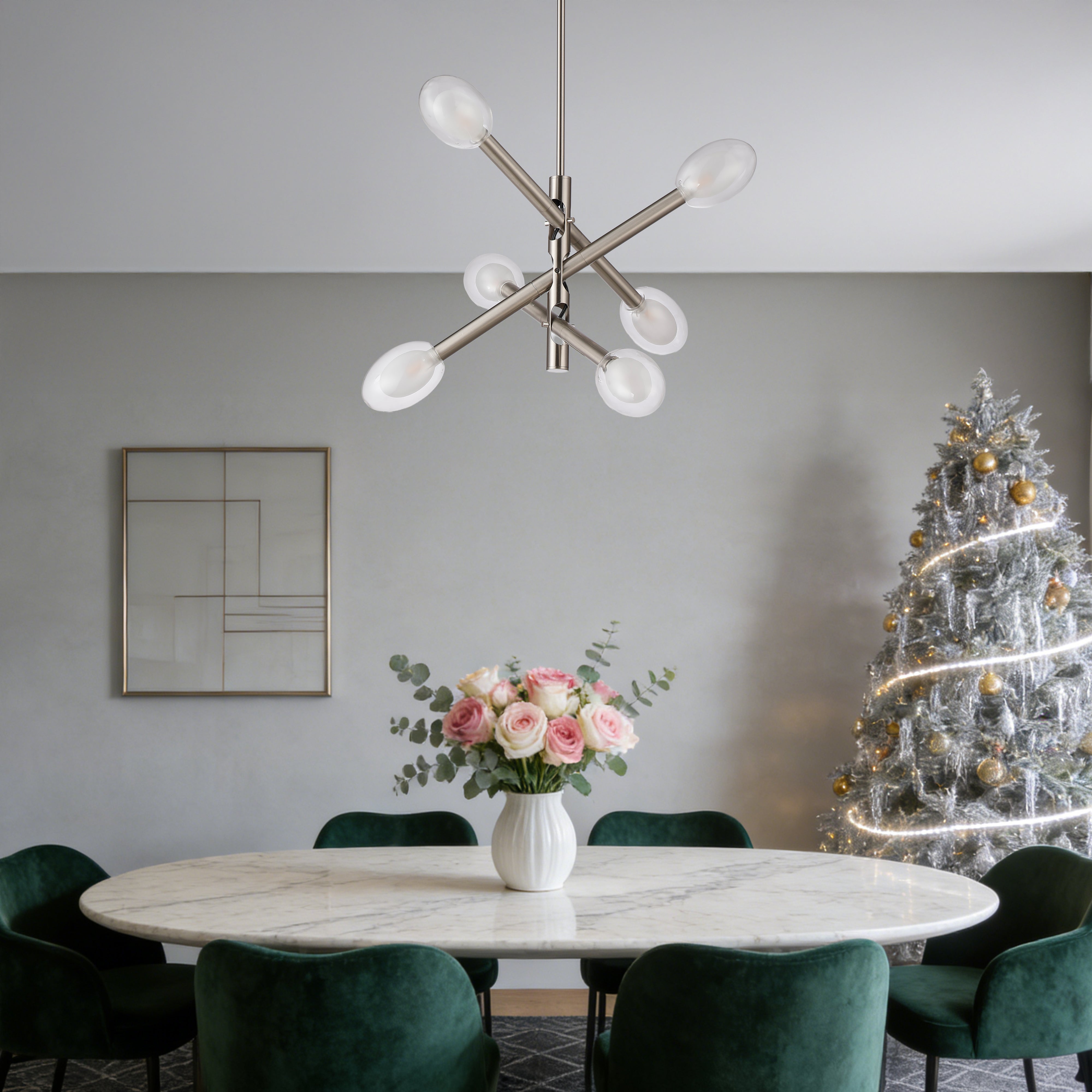 Double-glazed Glass Swing Arm Chandelier