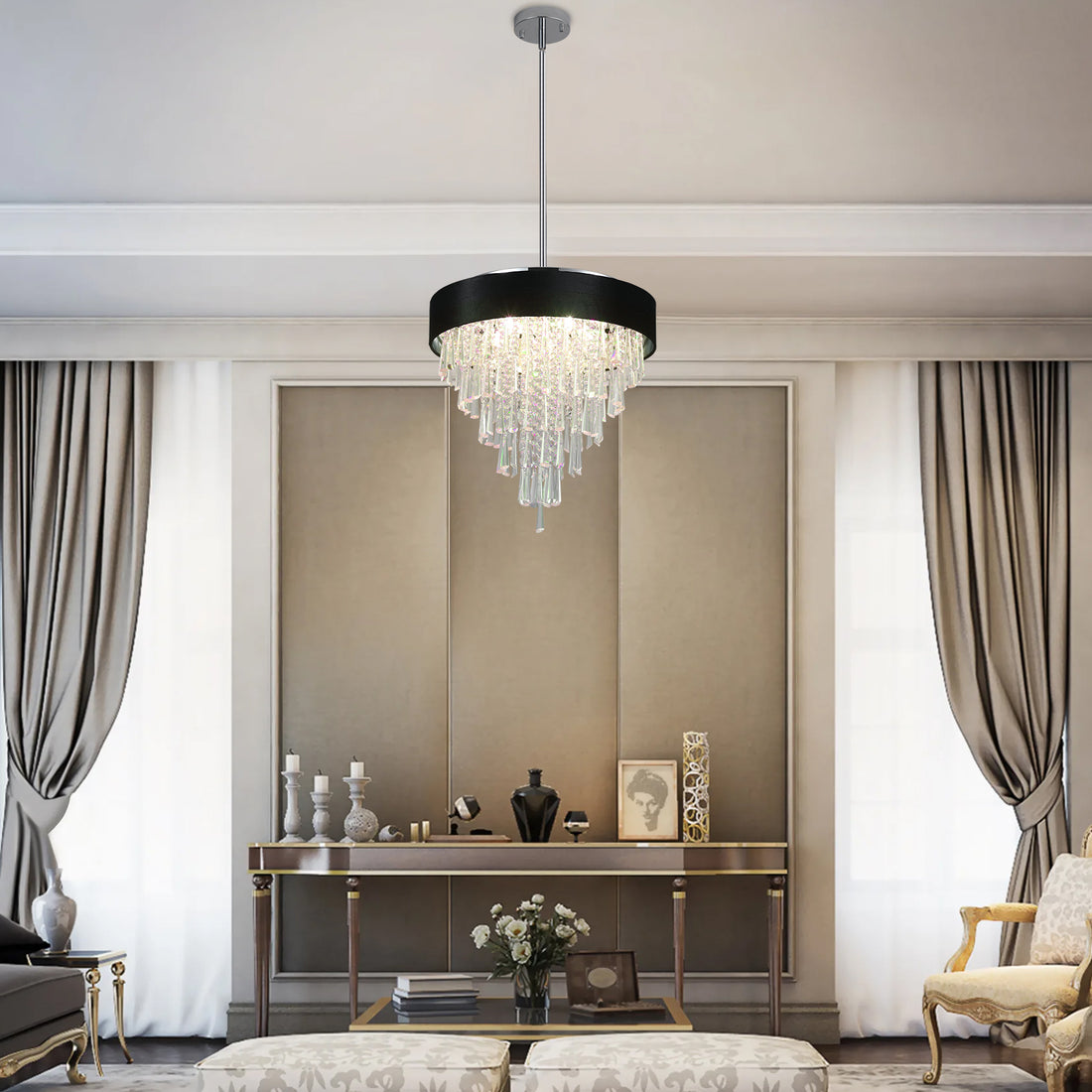 Modern Luxury Black Crystal Chandelier