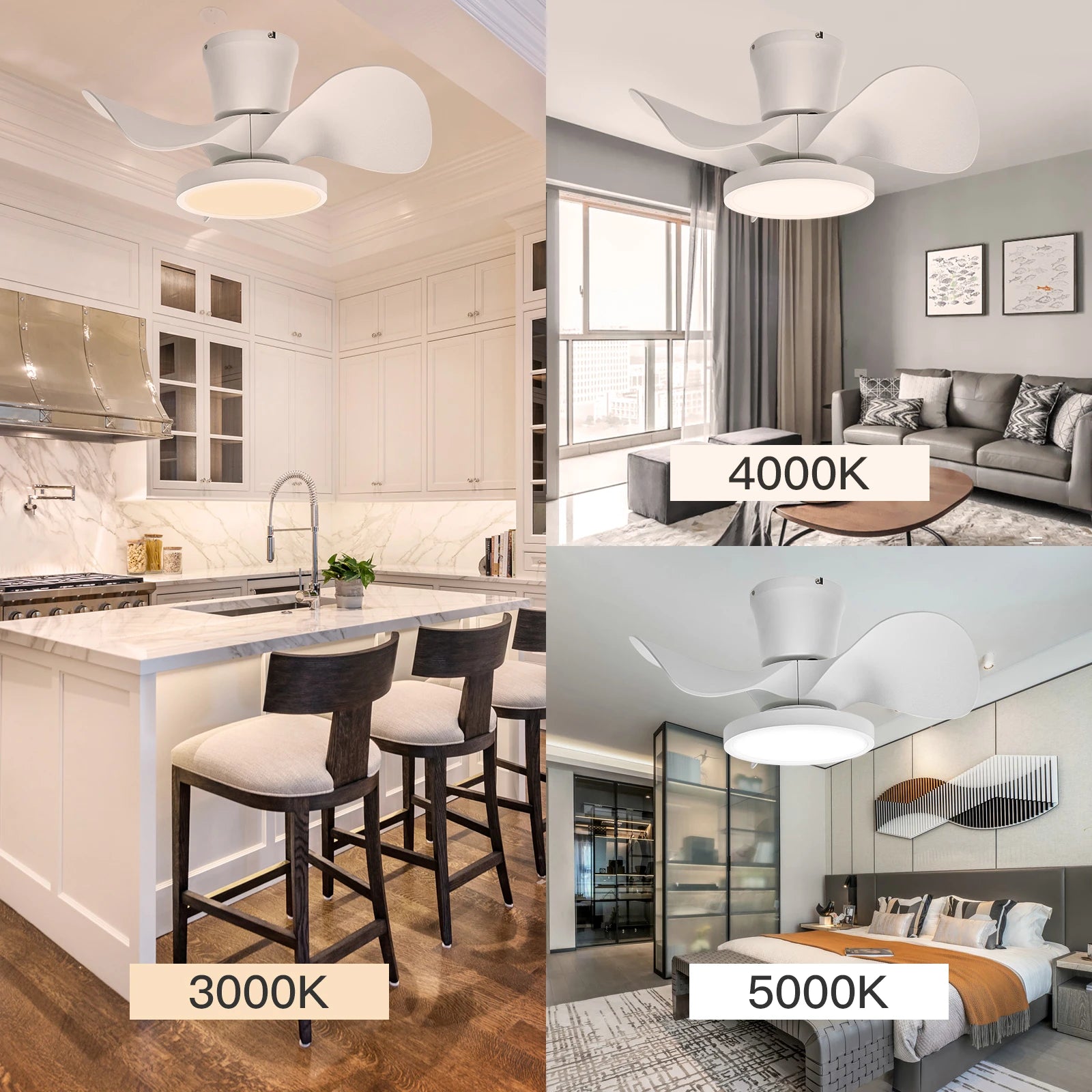 22 Inch Small LED Ceiling Fan, Reversible DC Motor for Bedroom