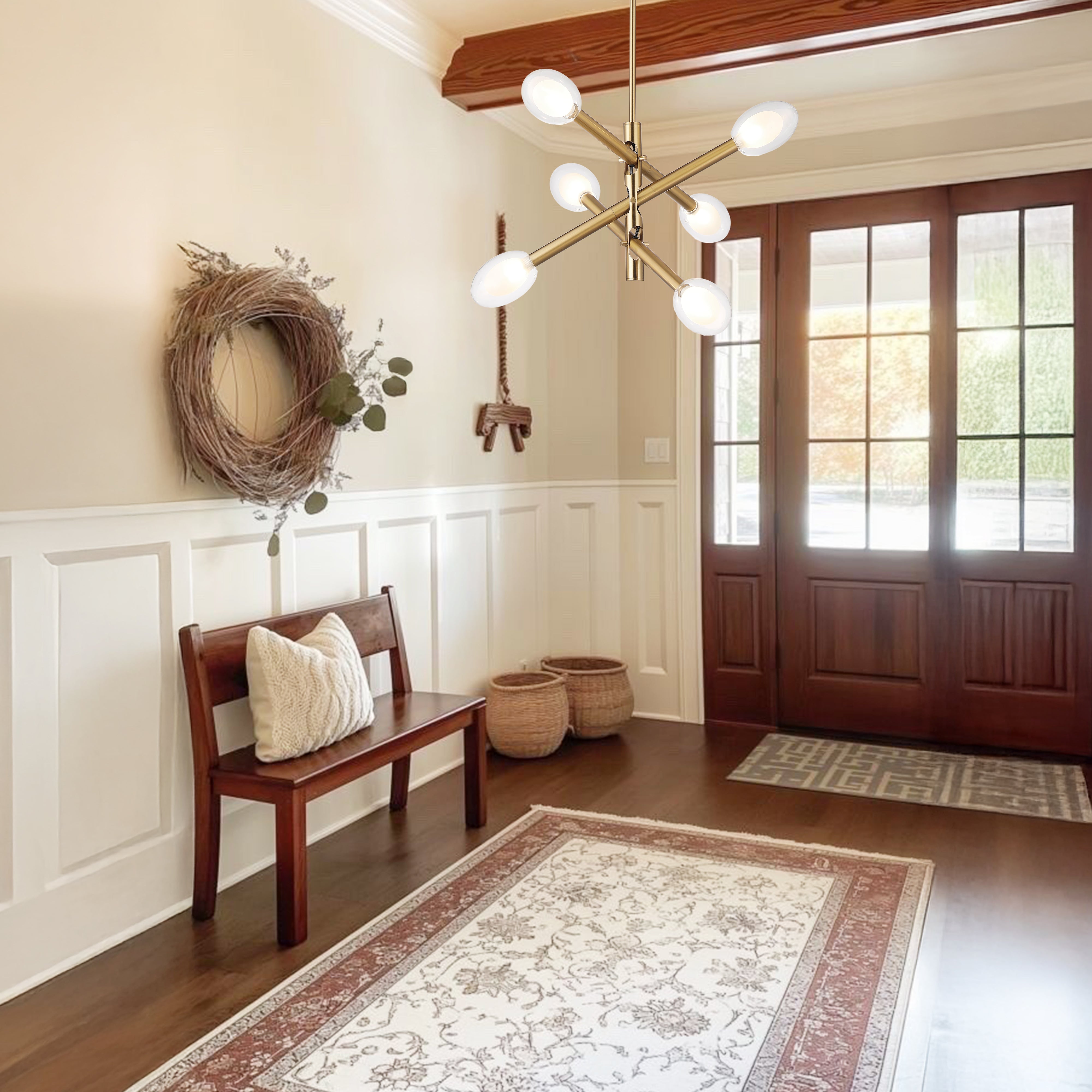 Double-glazed Glass Swing Arm Chandelier