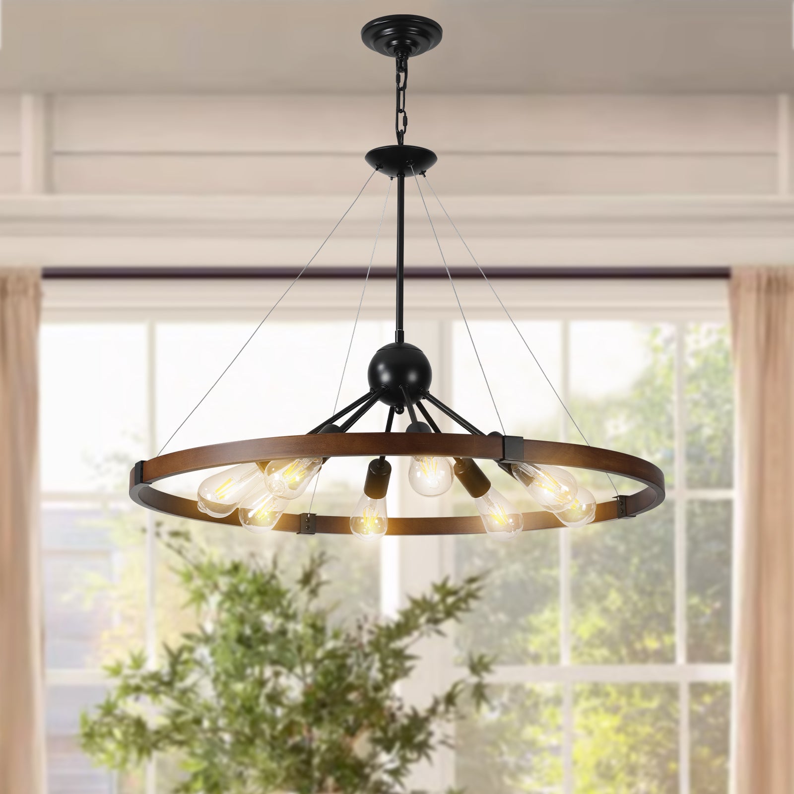 Large Farmhouse Wagon Wheel Chandelier