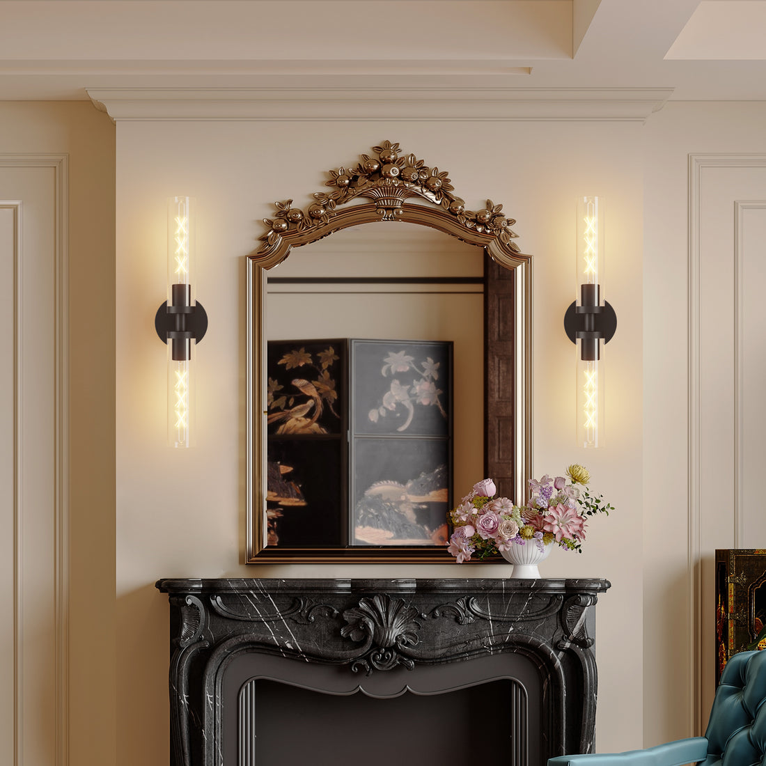 2 Set Modern Wall Sconce with Clear Glass