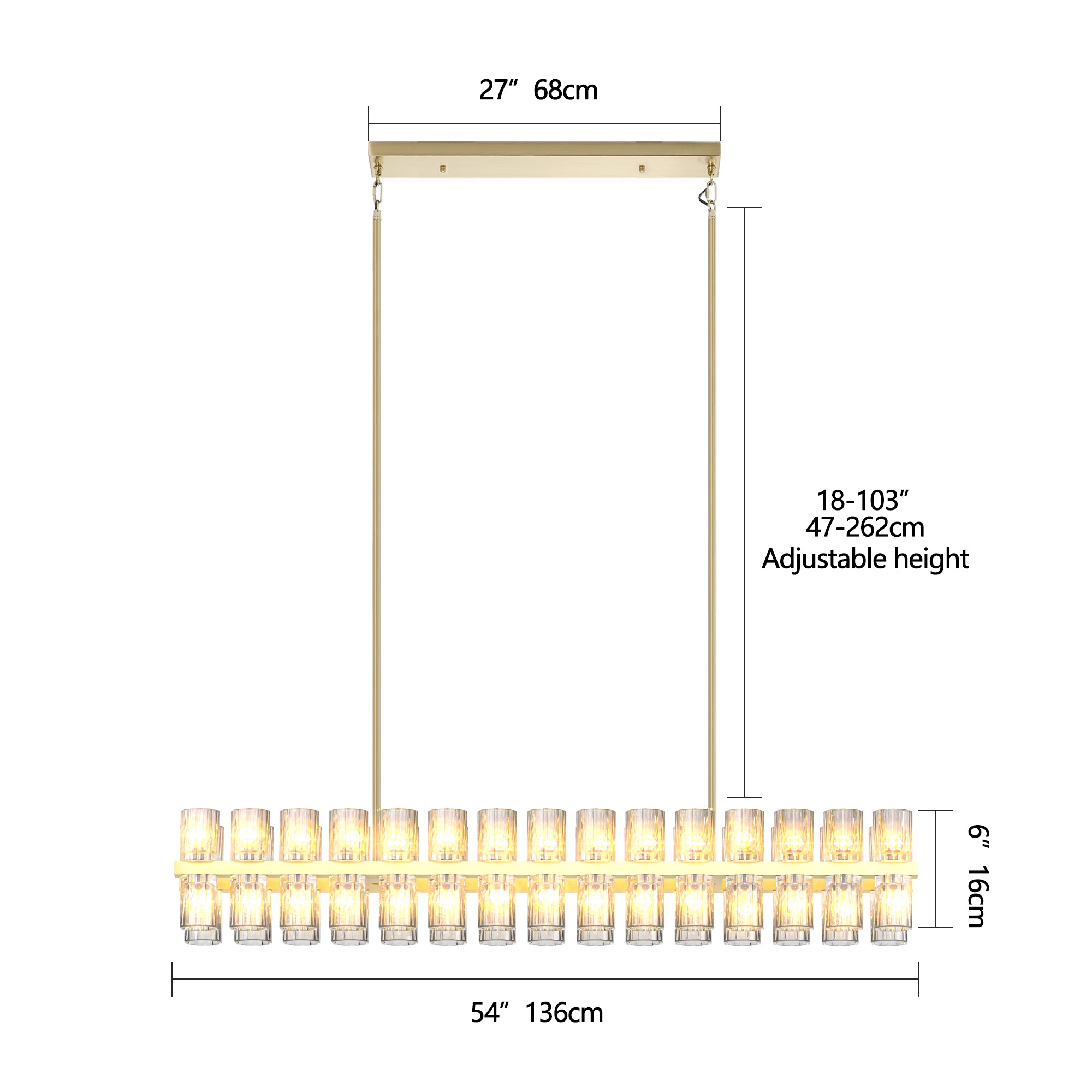 Crystal Rectangular Chandelier Light Fixture