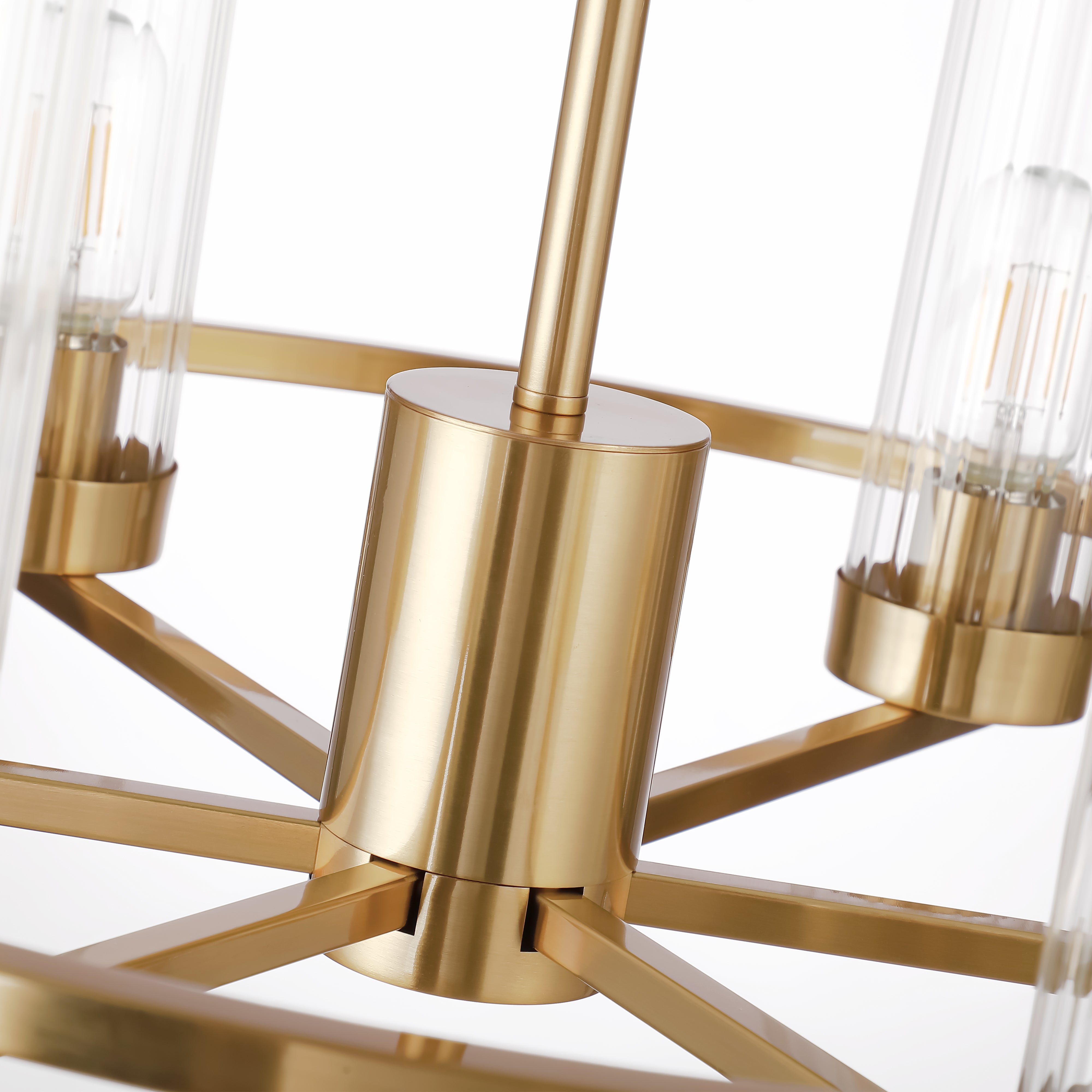 Antique Brass Modern Column Glass Chandeliers