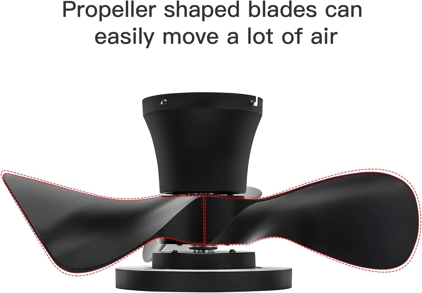 22 Inch Small LED Ceiling Fan, 6 Speeds Remote Control