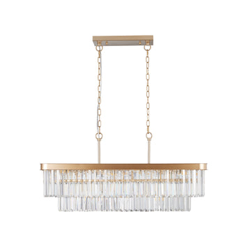 Modern Rectangle Crystal Chandelier, Gold Linear