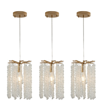 3 Pack Crystal Waterfall Design Pendant Lights