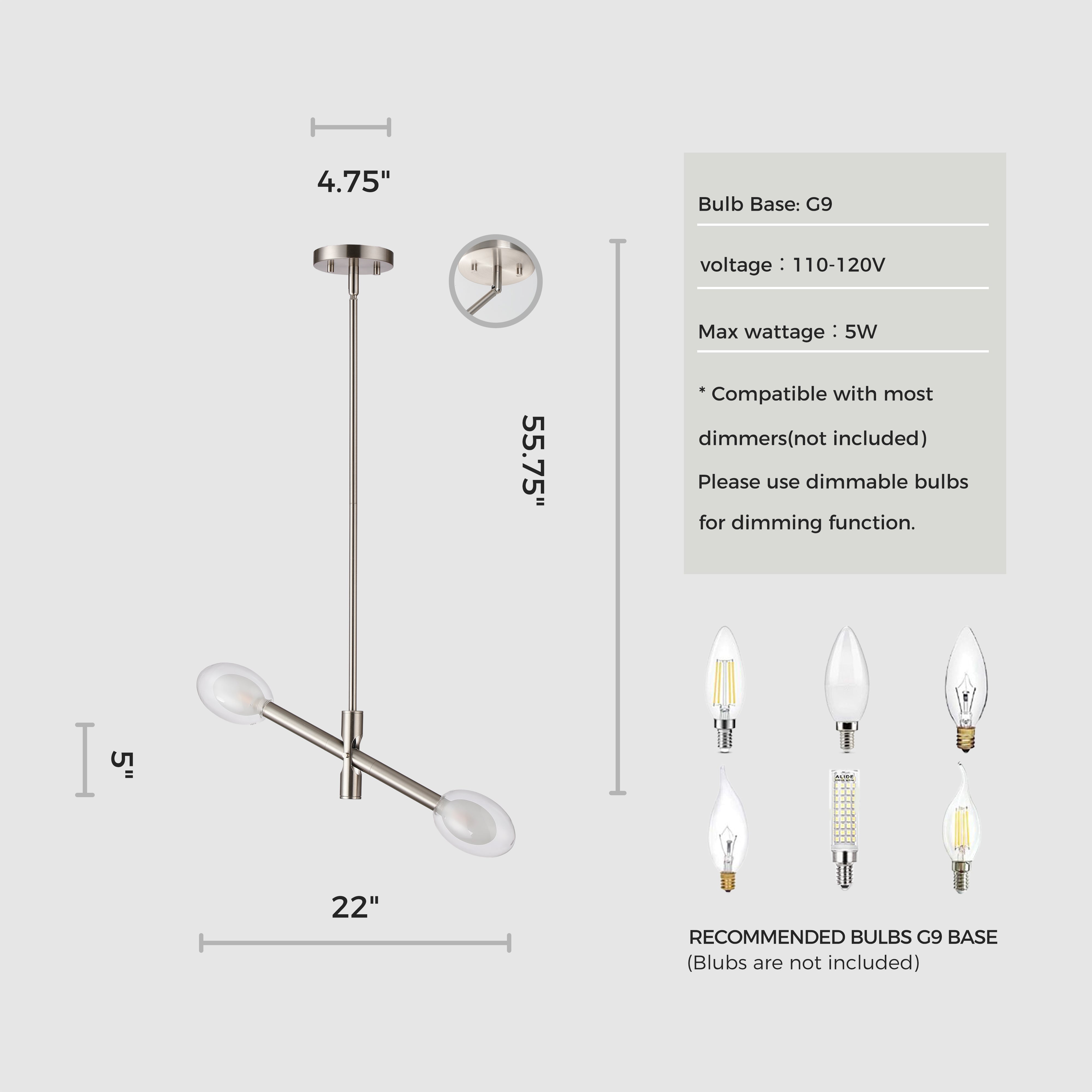 Double-glazed Glass Swing Arm Chandelier