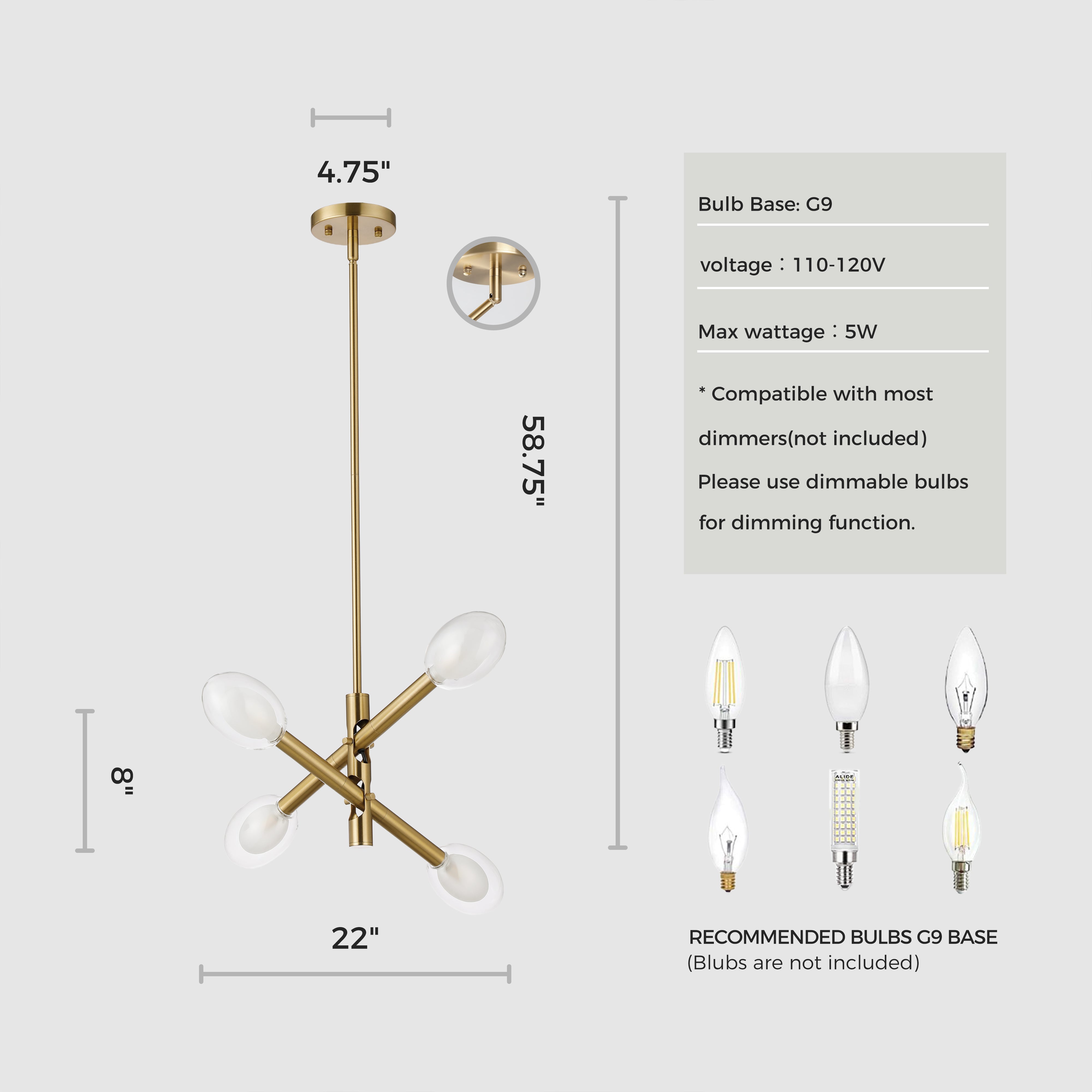 Double-glazed Glass Swing Arm Chandelier