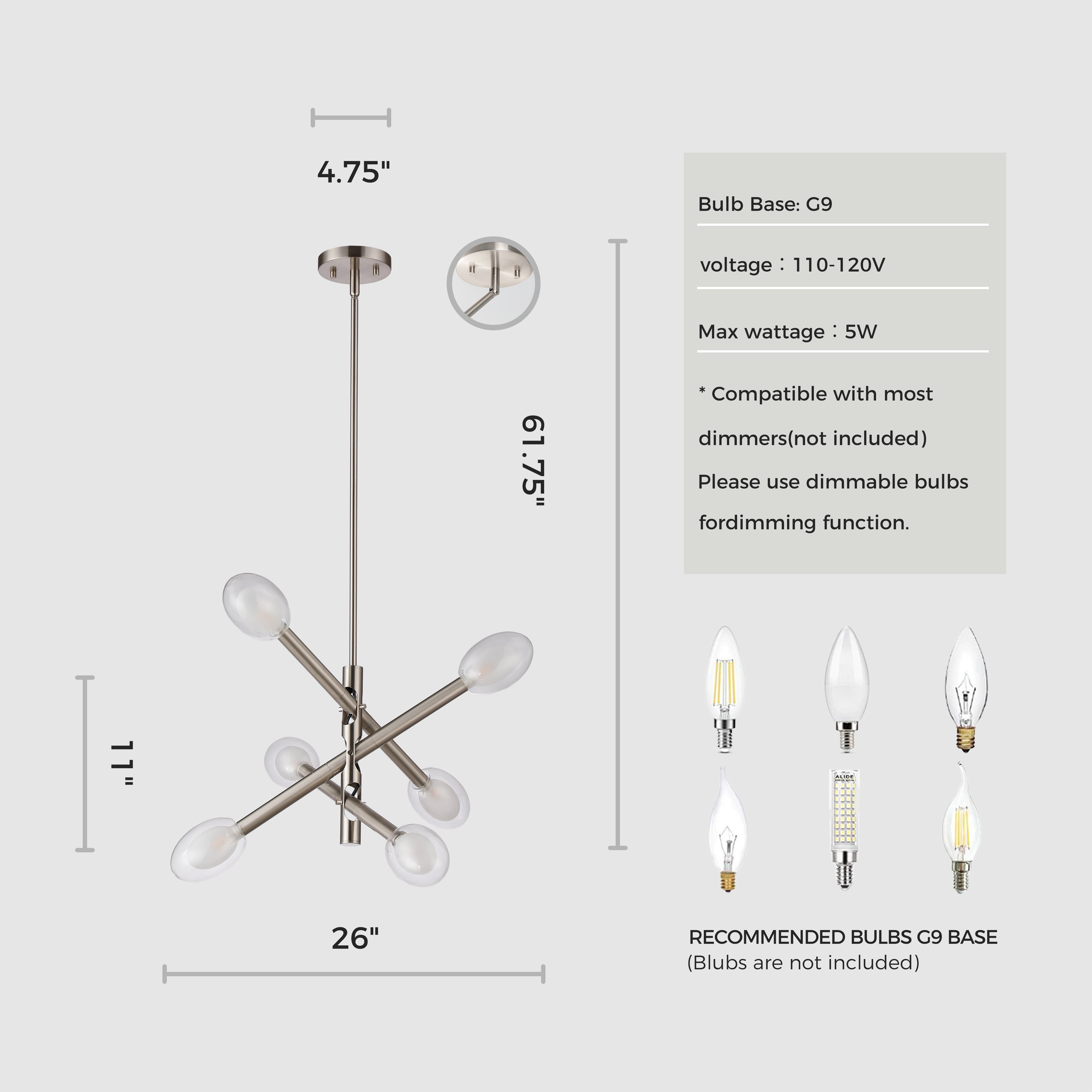 Double-glazed Glass Swing Arm Chandelier