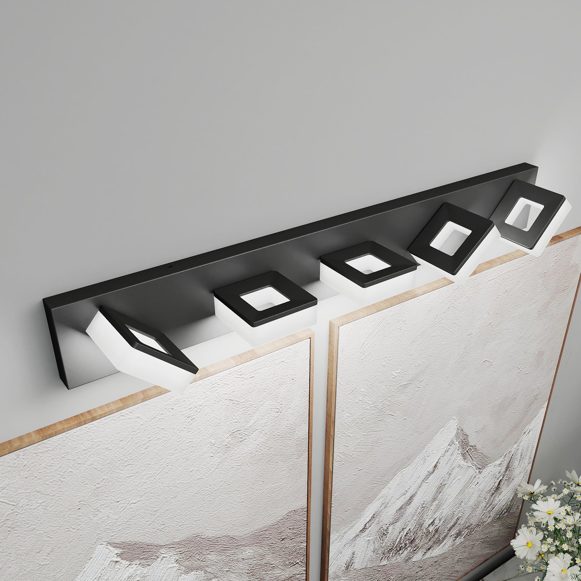 LED Modern Black Bathroom Wall Lighting Fixtures