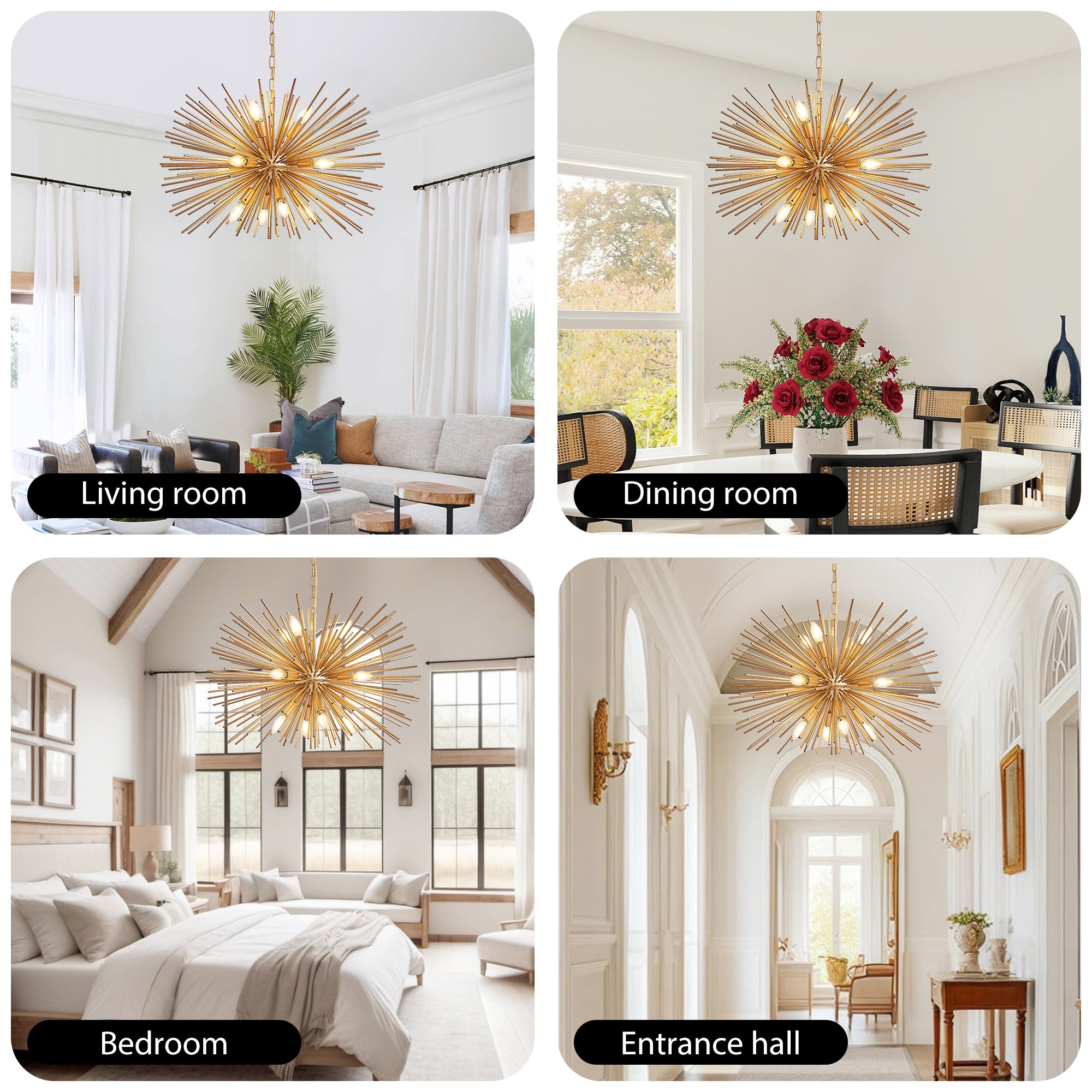 Gold Sputnik Solid Metal Light Fixture