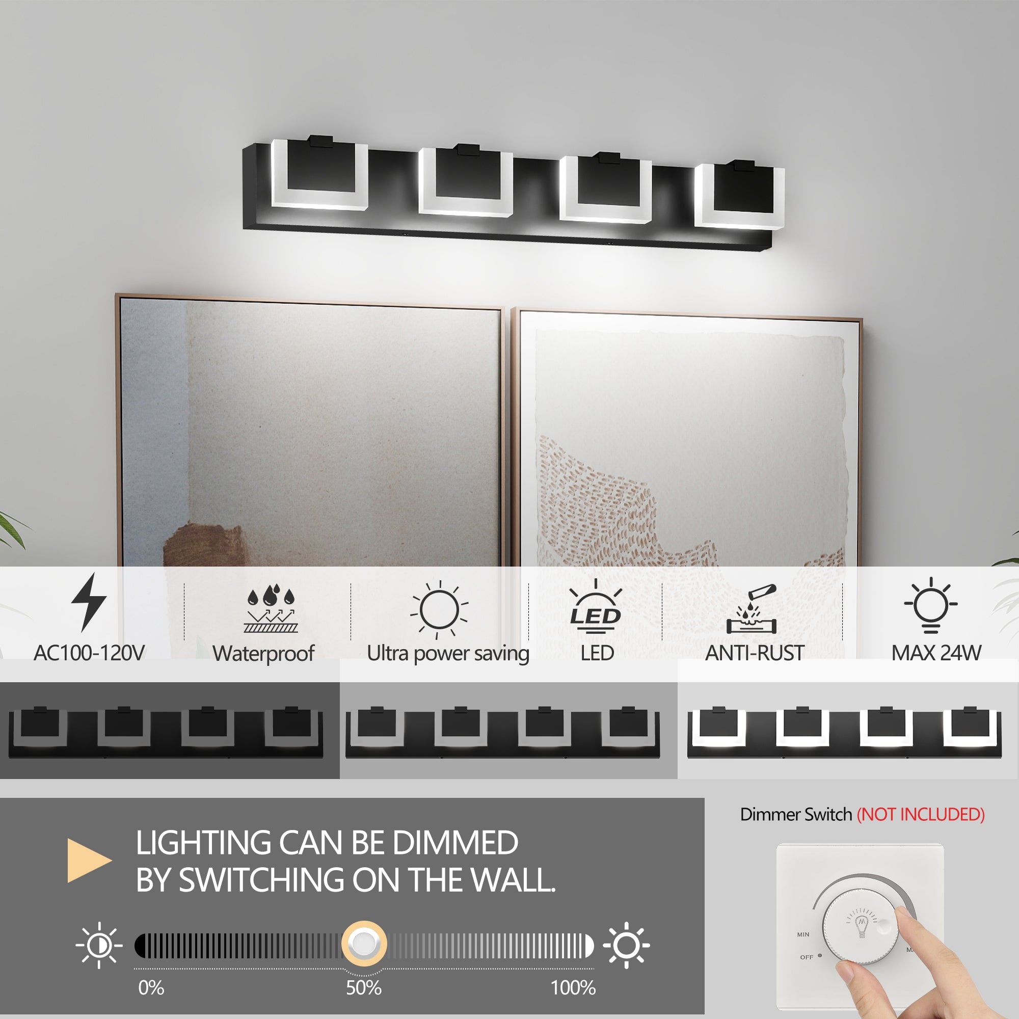 Modern Black Bathroom Wall Lighting Fixtures