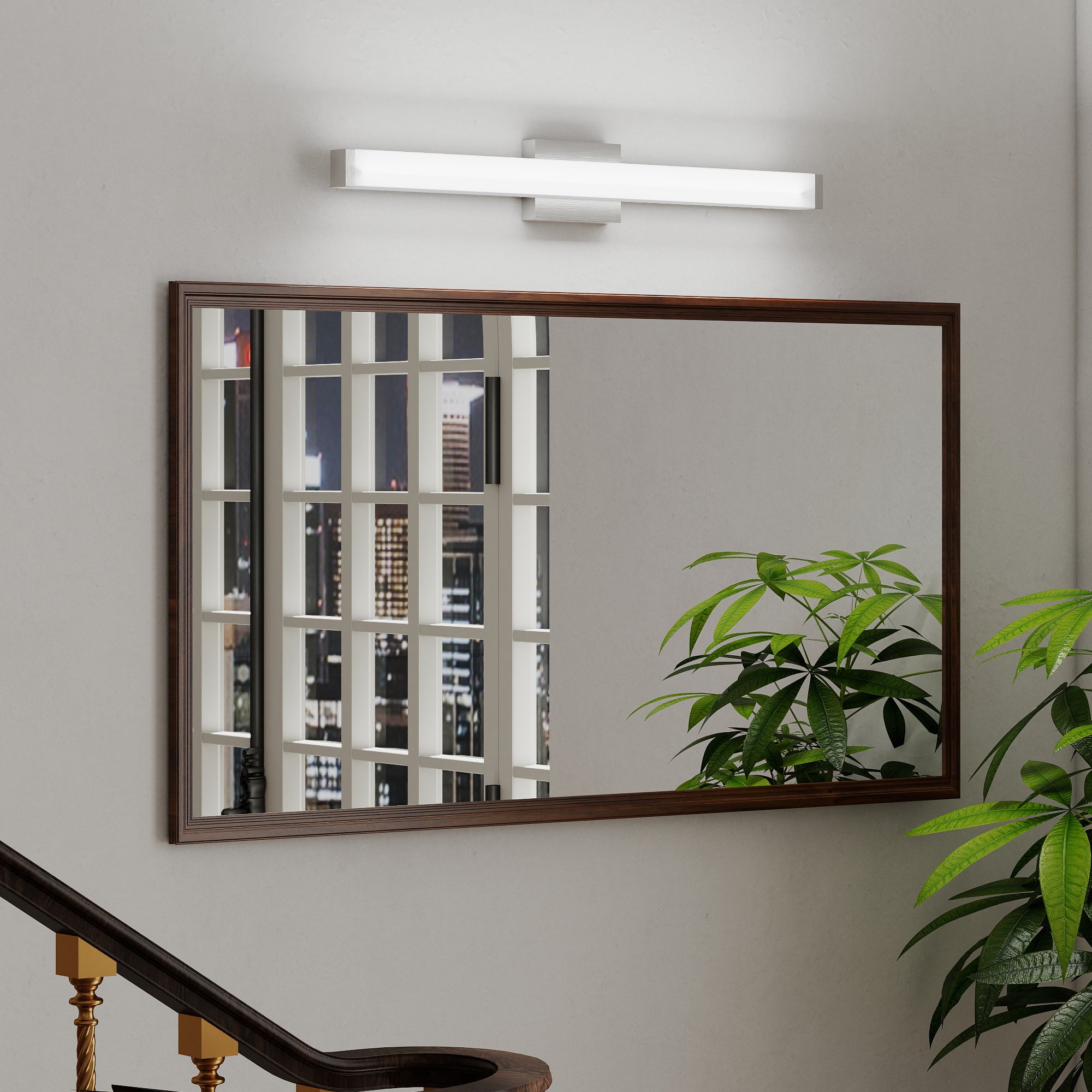 LED Bathroom Vanity Light Brushed Nickel Square