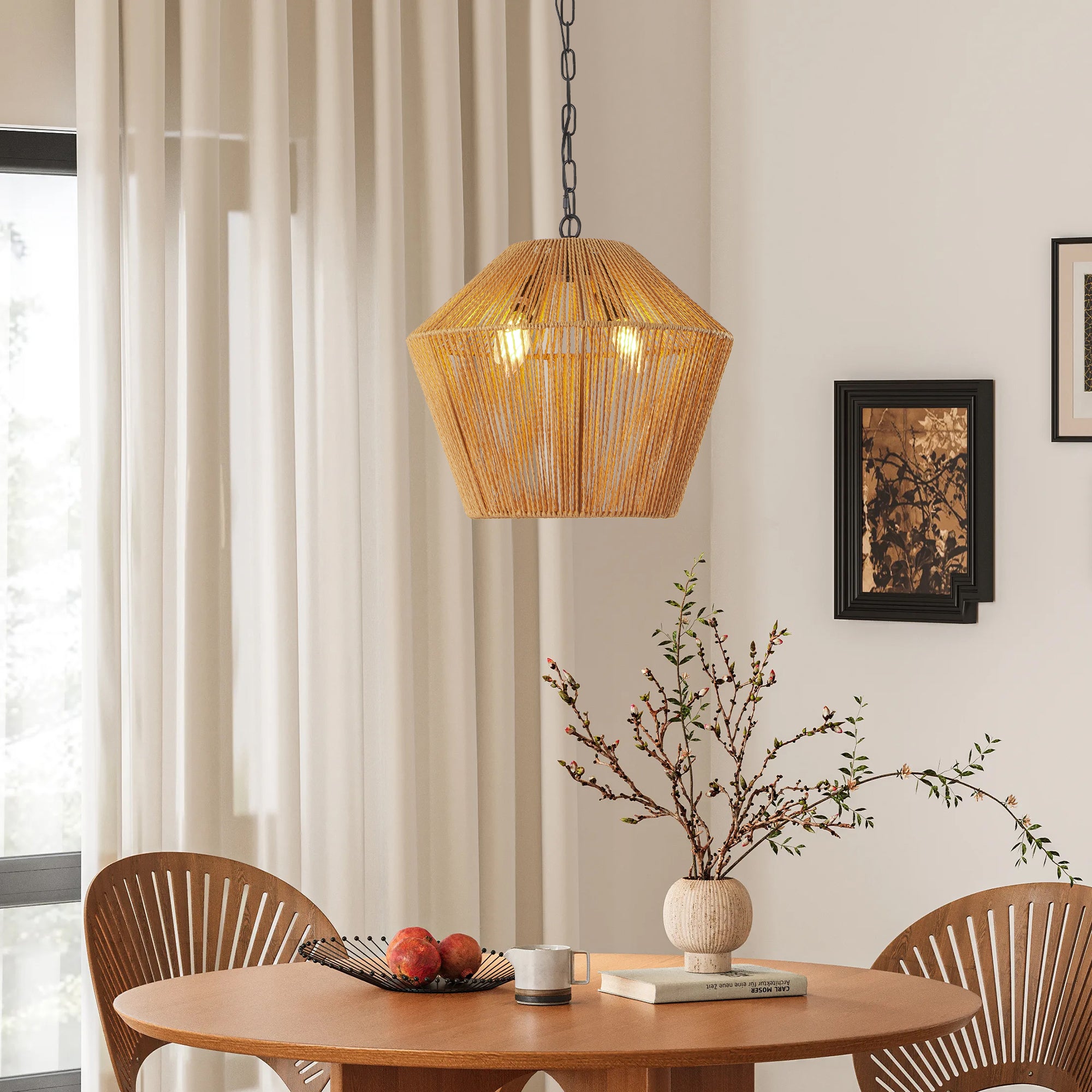 Large Woven Pendant Light Modern Rattan
