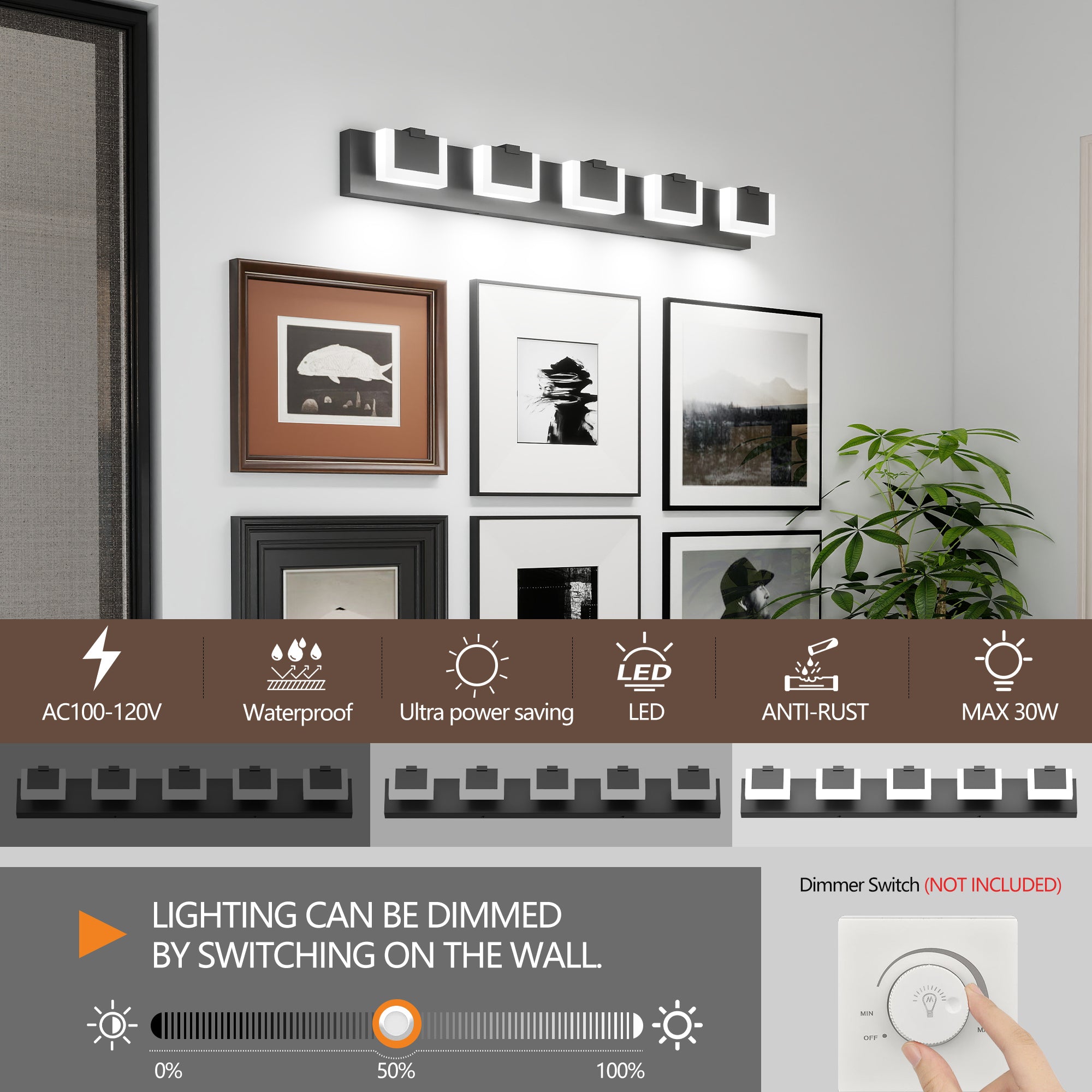 Modern Black Bathroom Wall Lighting Fixtures