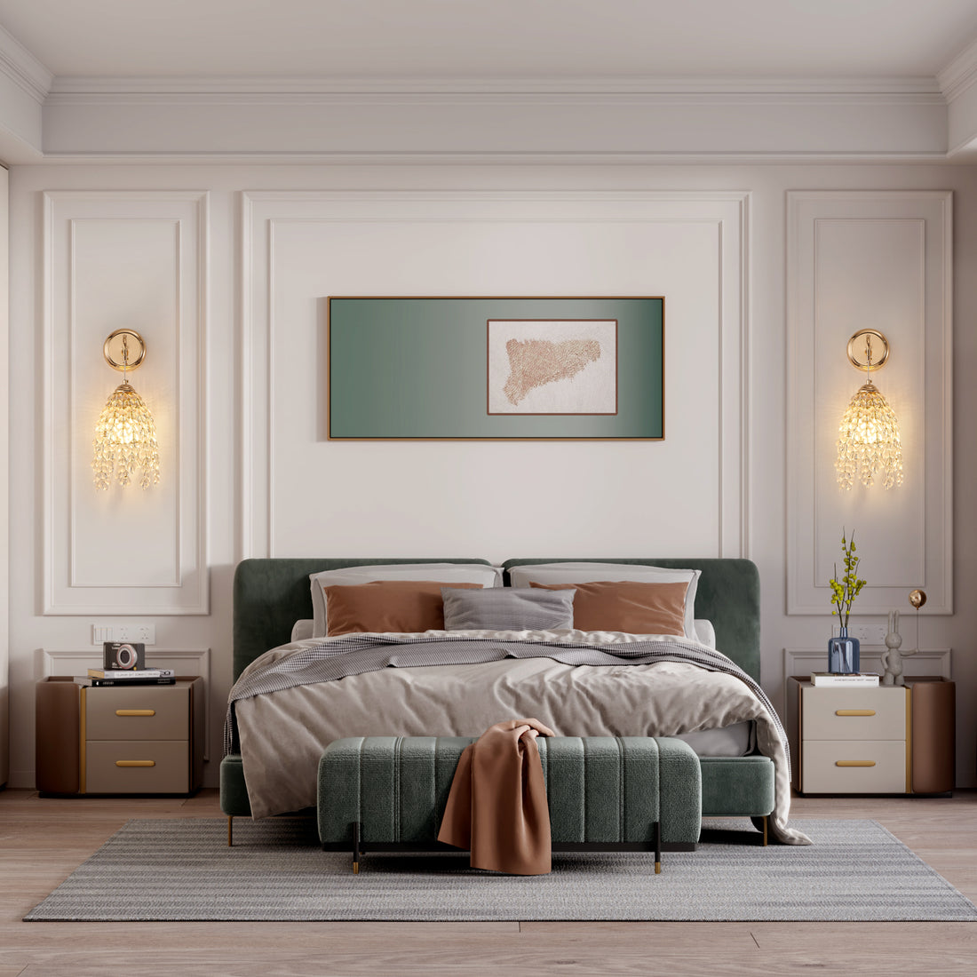 Crystal Wall Sconces Set of 2, Gold Grape Shaped Wall Lamp