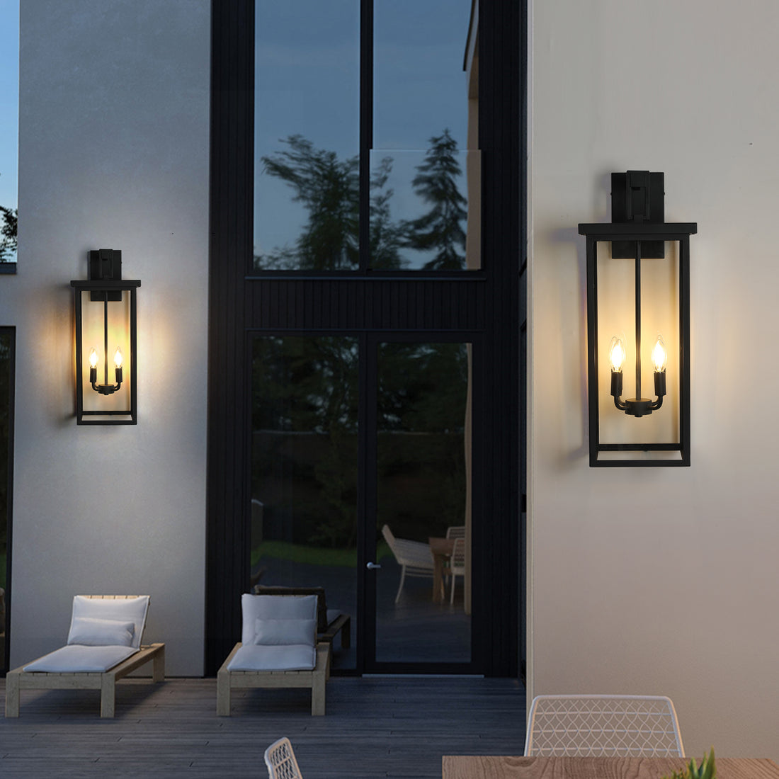 Outdoor Waterproof Iron Frame Glass Shade Wall Light