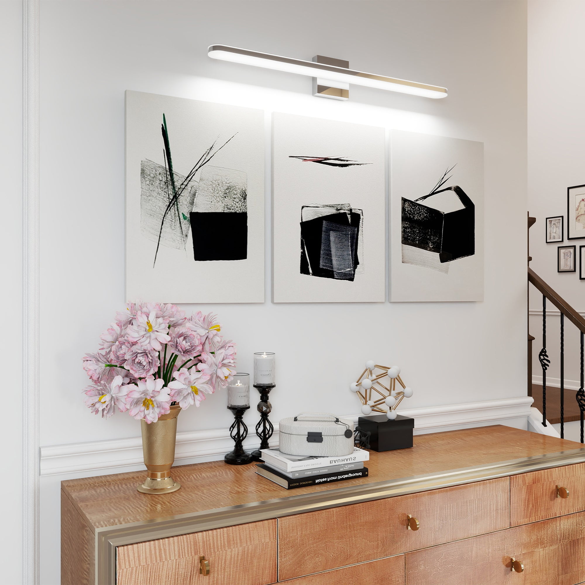 LED Modern Bathroom Light Fixtures Chrome