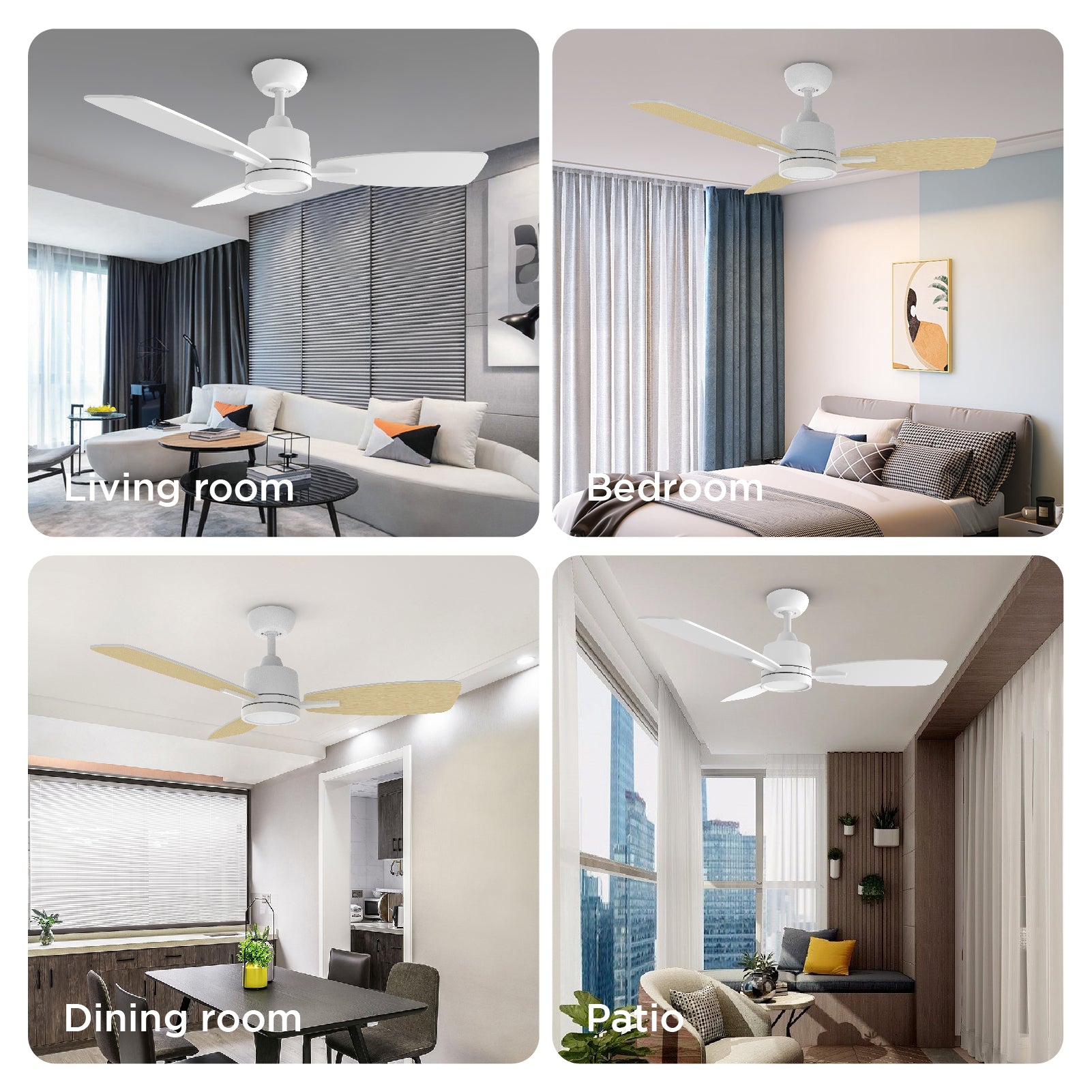 42" Downrod Style with 3 Blades Fan Lighting, 3CCT