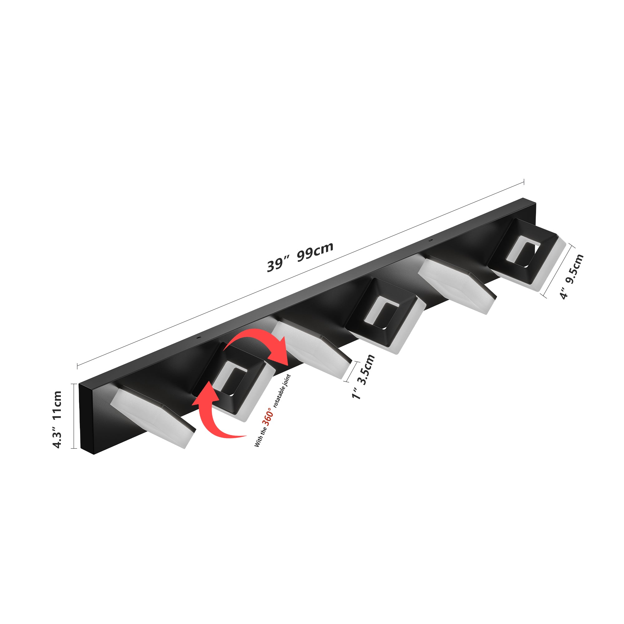 LED Modern Black Bathroom Wall Lighting Fixtures