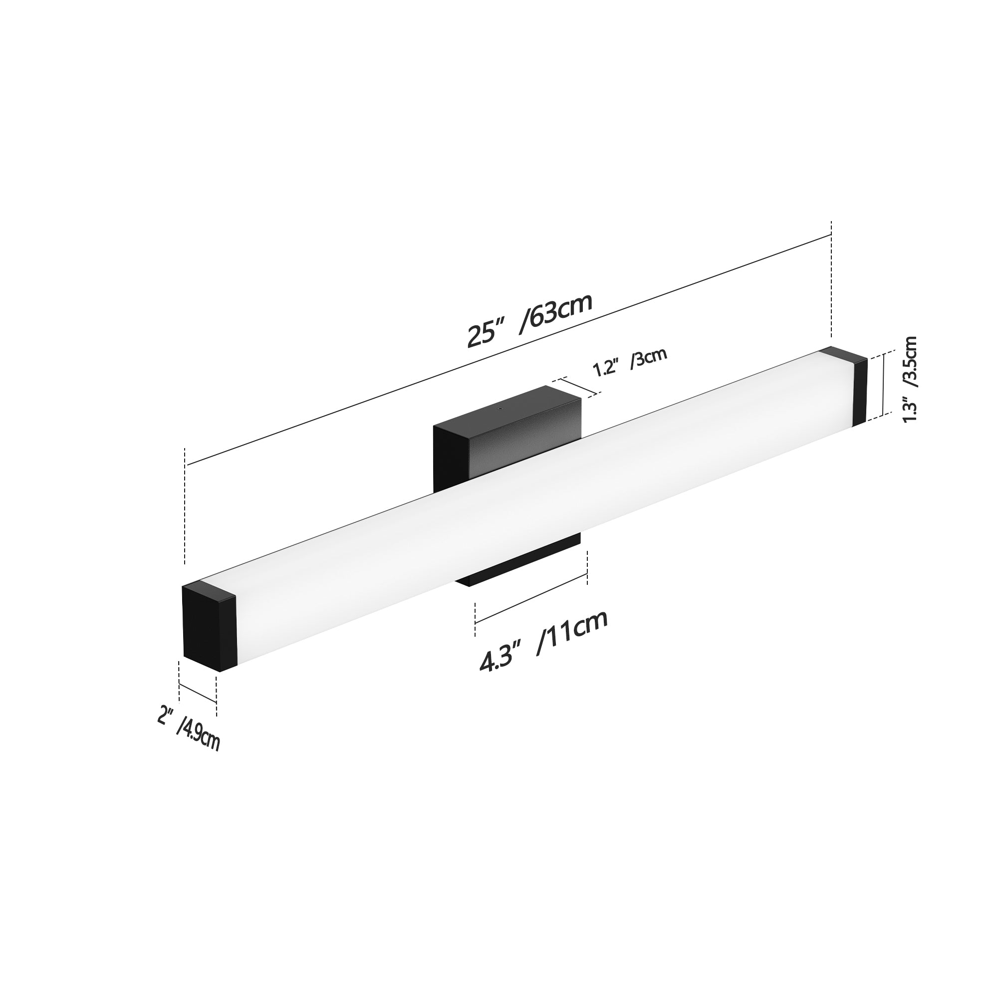 LED Bathroom Vanity Light Brushed Nickel Square