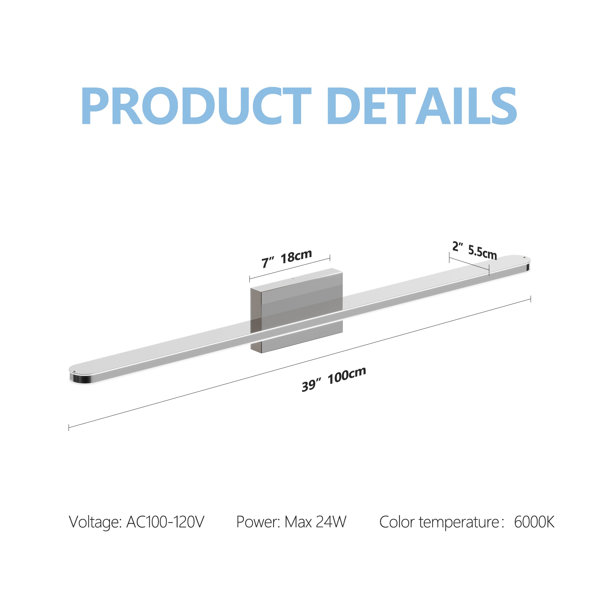 LED Modern Bathroom Light Fixtures Chrome