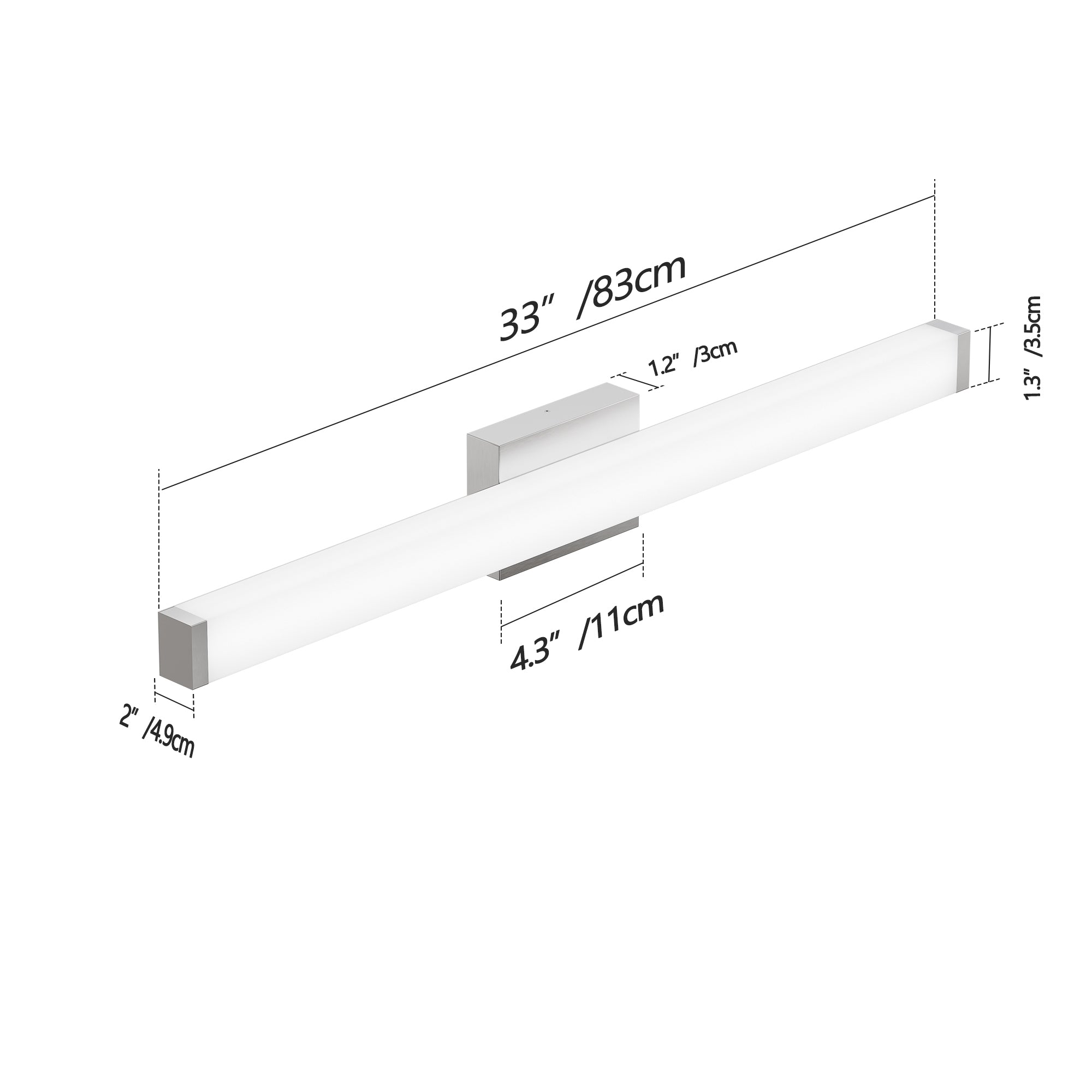 LED Bathroom Vanity Light Brushed Nickel Square