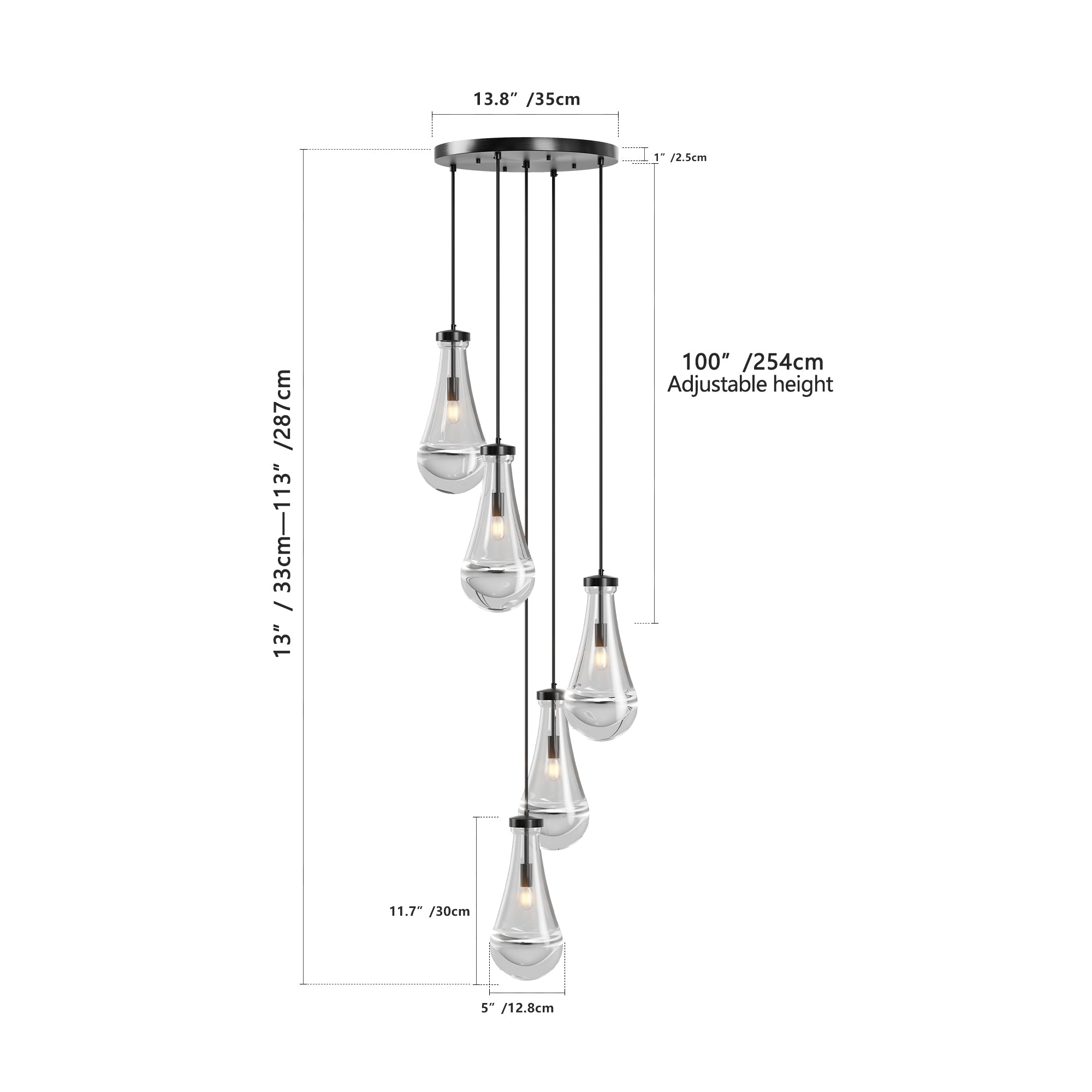 Hanging Raindrop Cluster Pendant Light