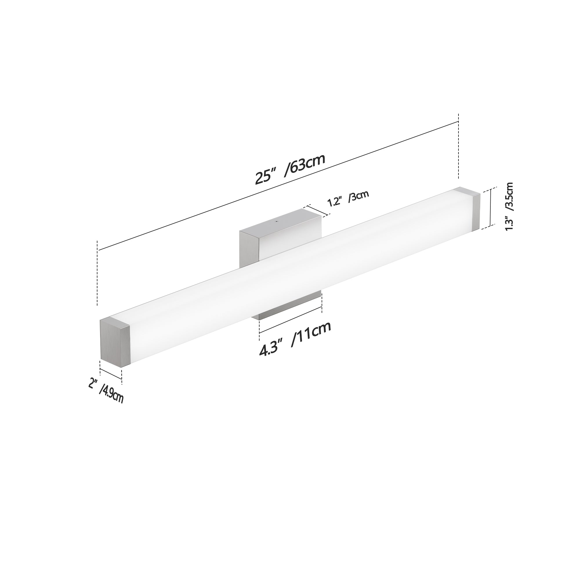 LED Bathroom Vanity Light Brushed Nickel Square