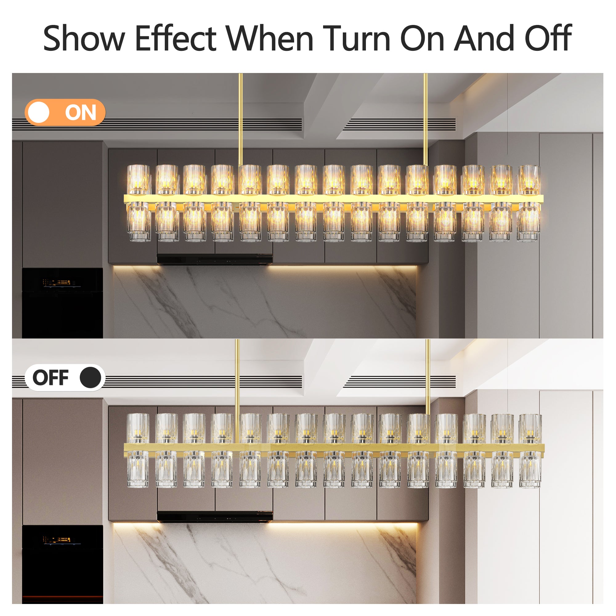 Crystal Rectangular Chandelier Light Fixture