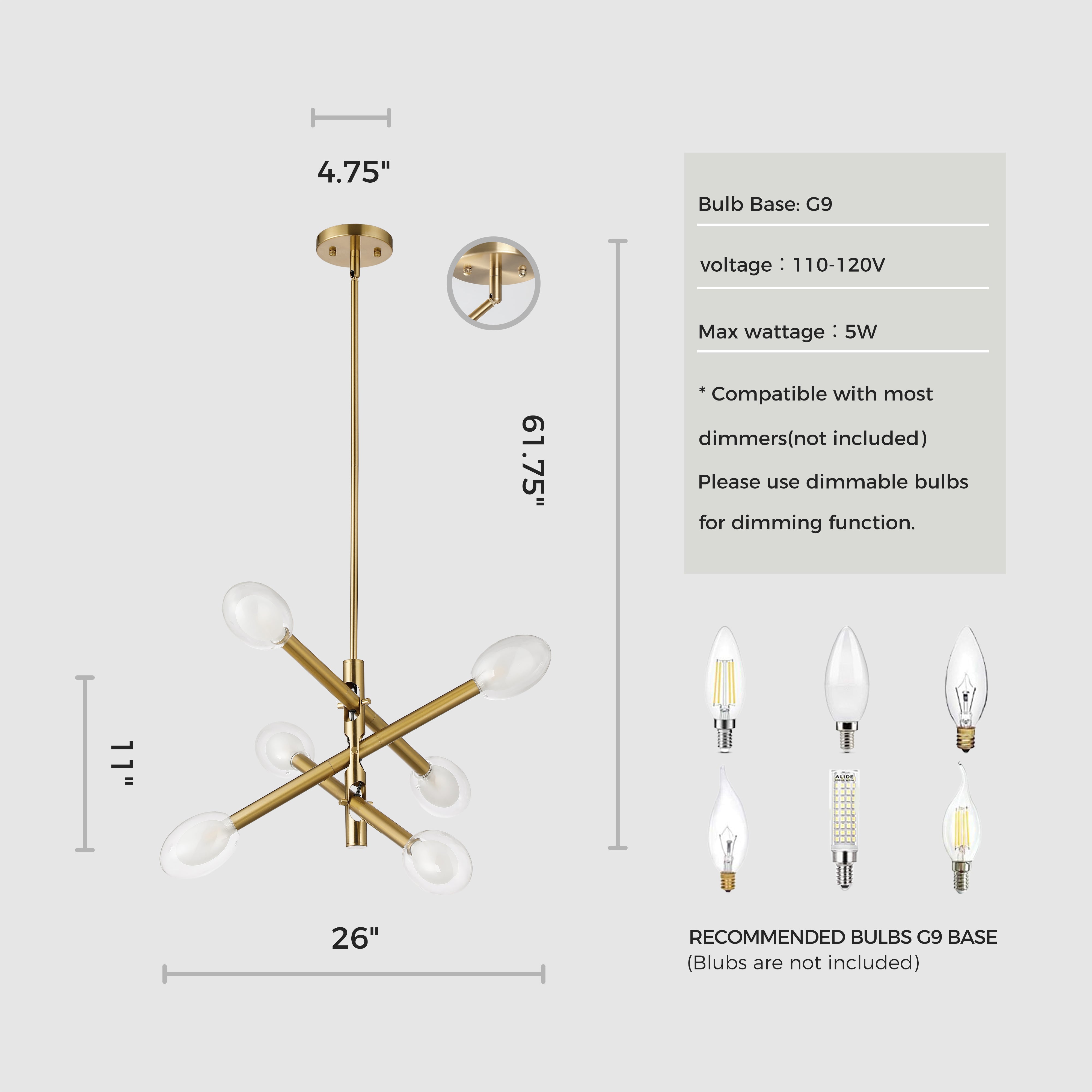 Double-glazed Glass Swing Arm Chandelier