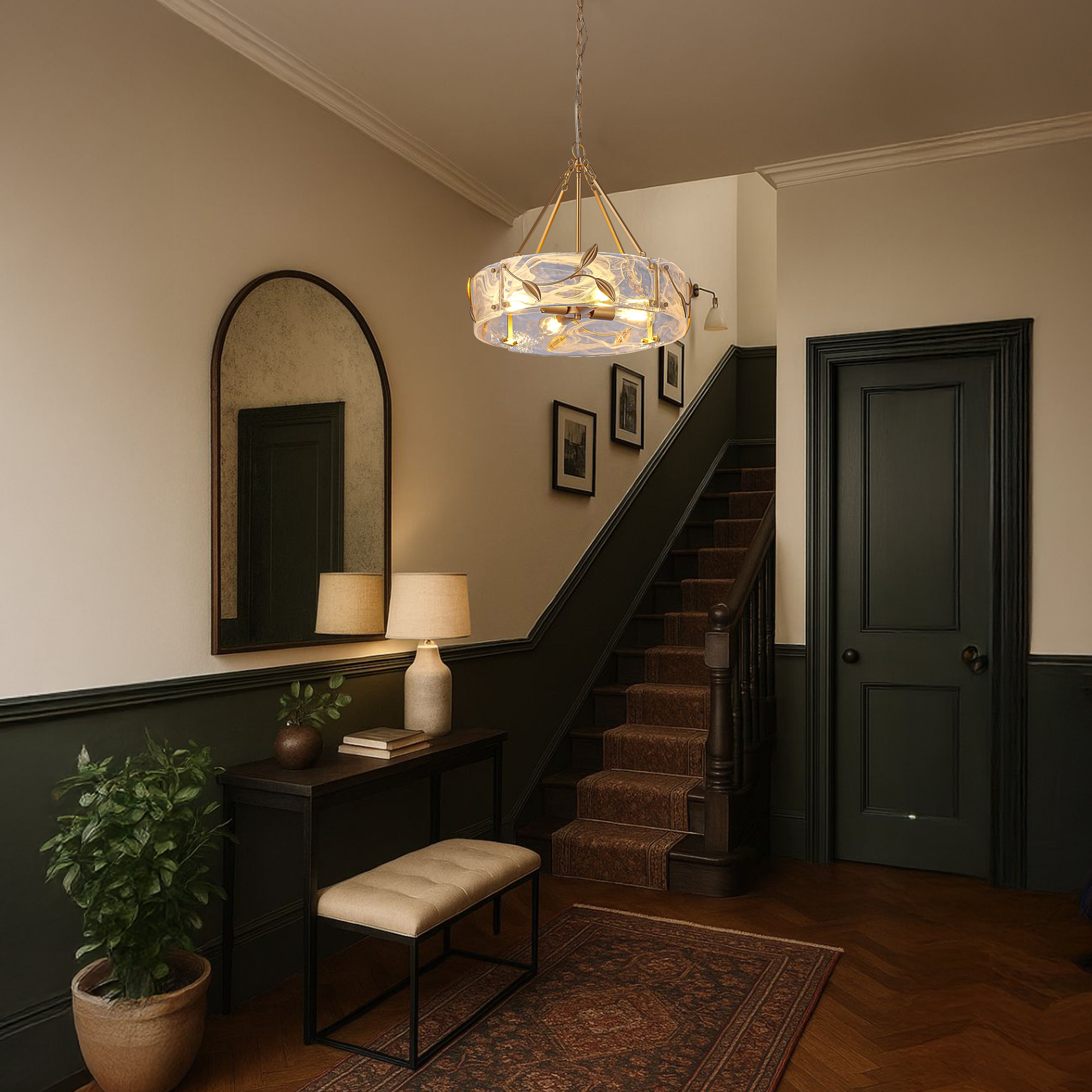 Handmade Glass Round Shape Pendant Light