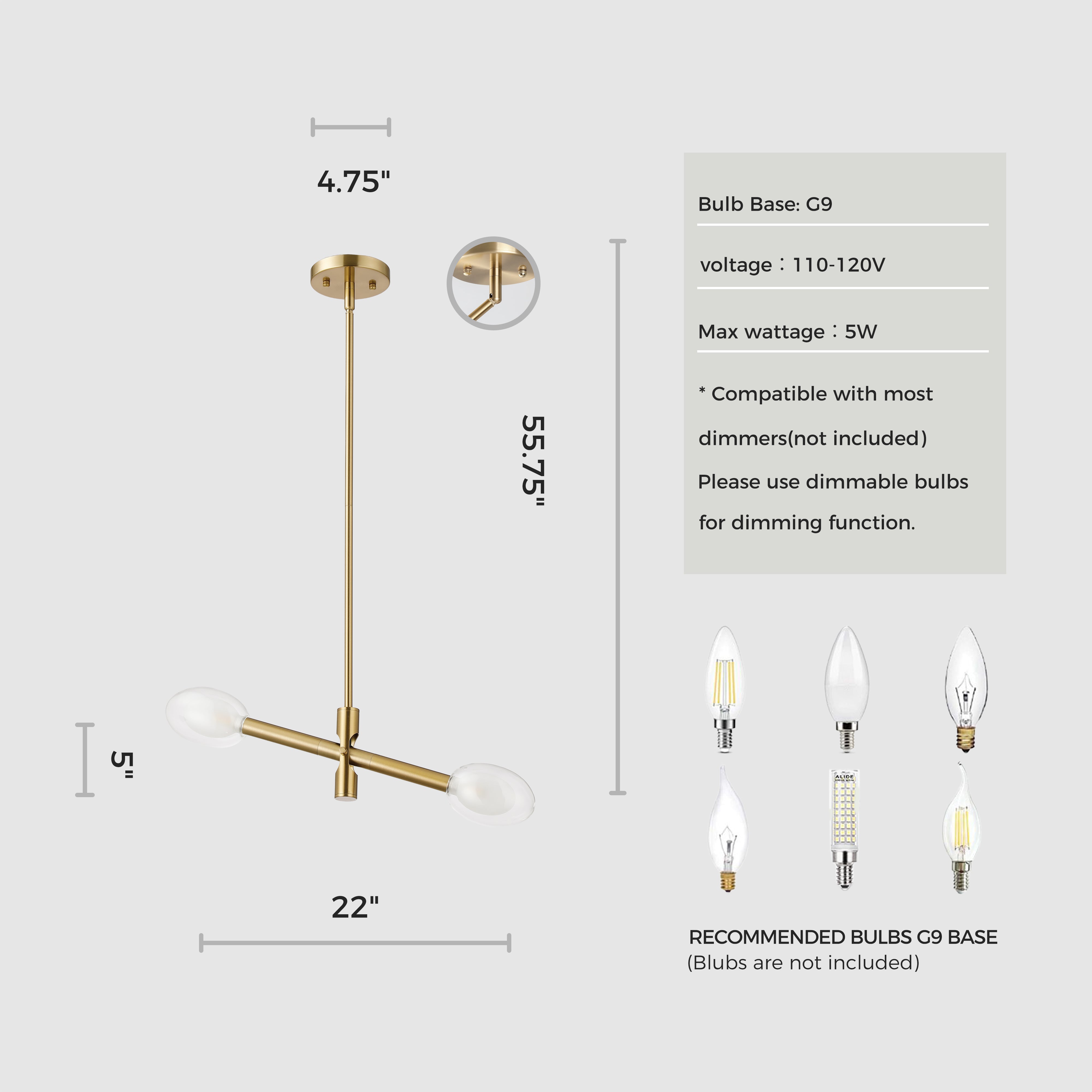Double-glazed Glass Swing Arm Chandelier
