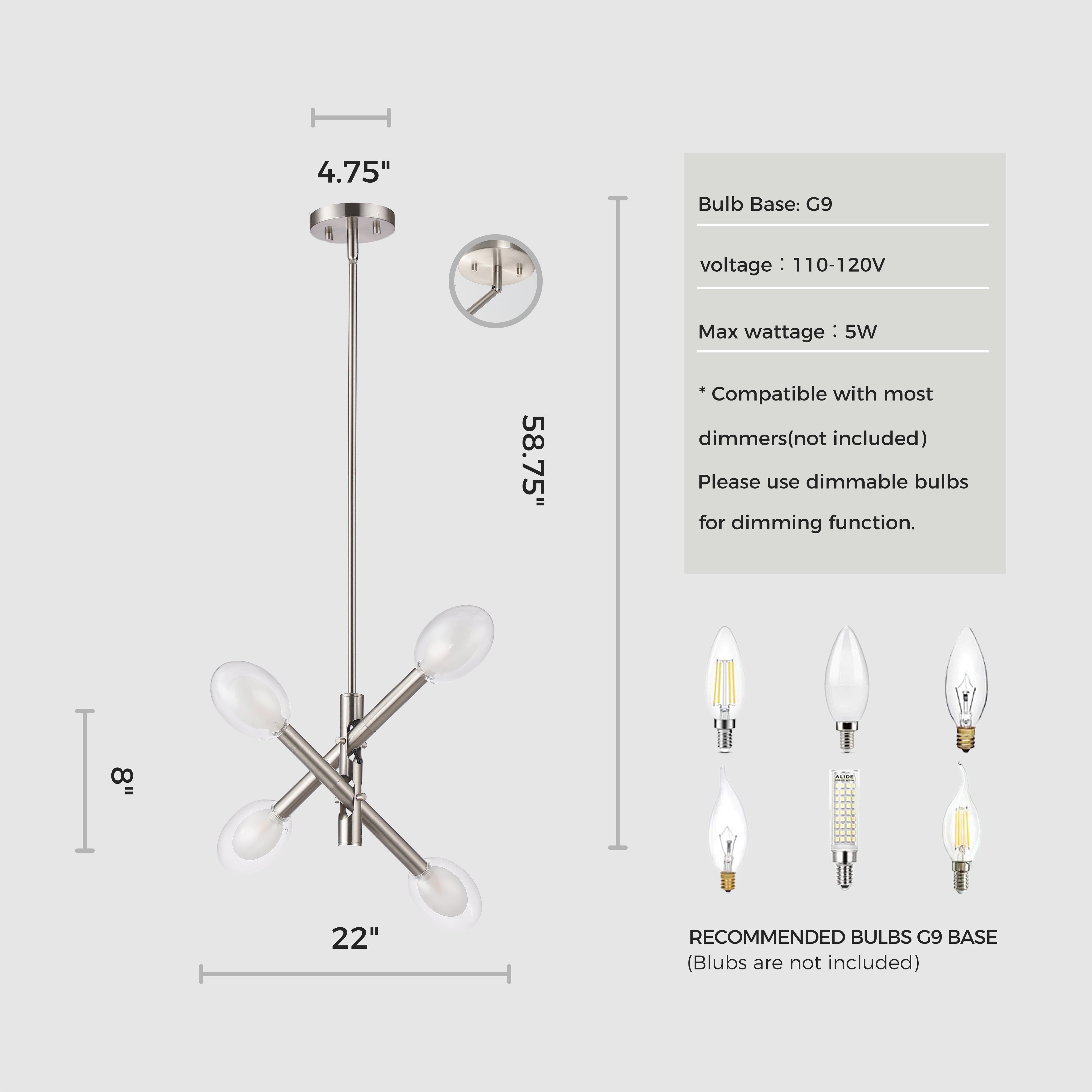 Double-glazed Glass Swing Arm Chandelier