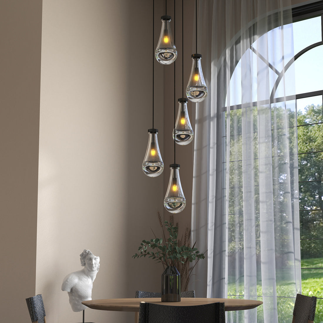 Hanging Raindrop Cluster Pendant Light