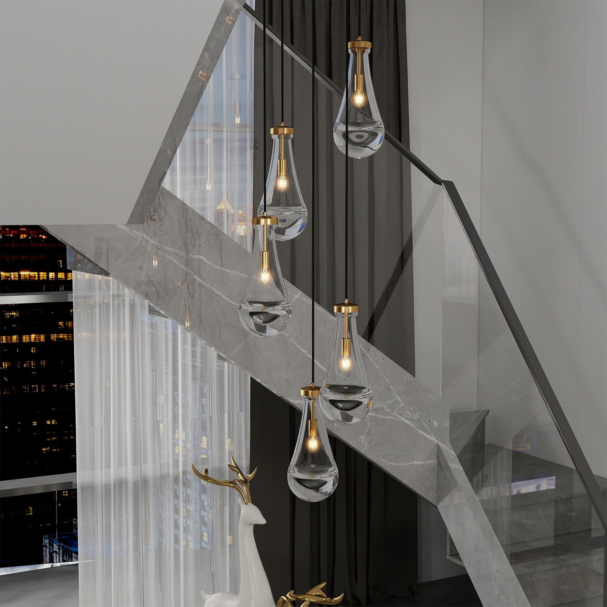 Hanging Raindrop Cluster Pendant Light