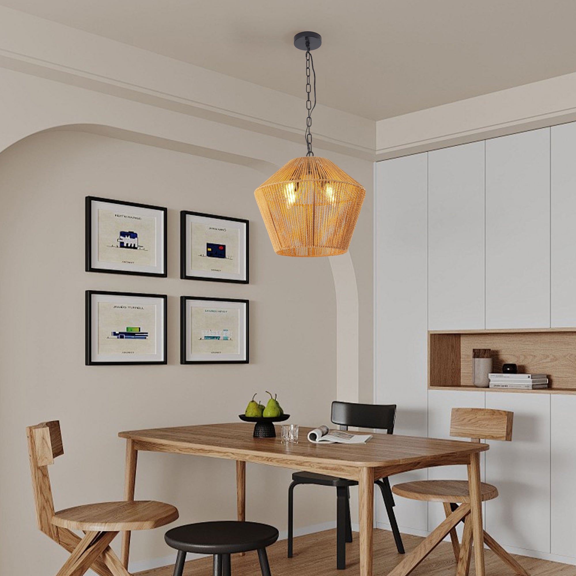 Large Woven Pendant Light Modern Rattan