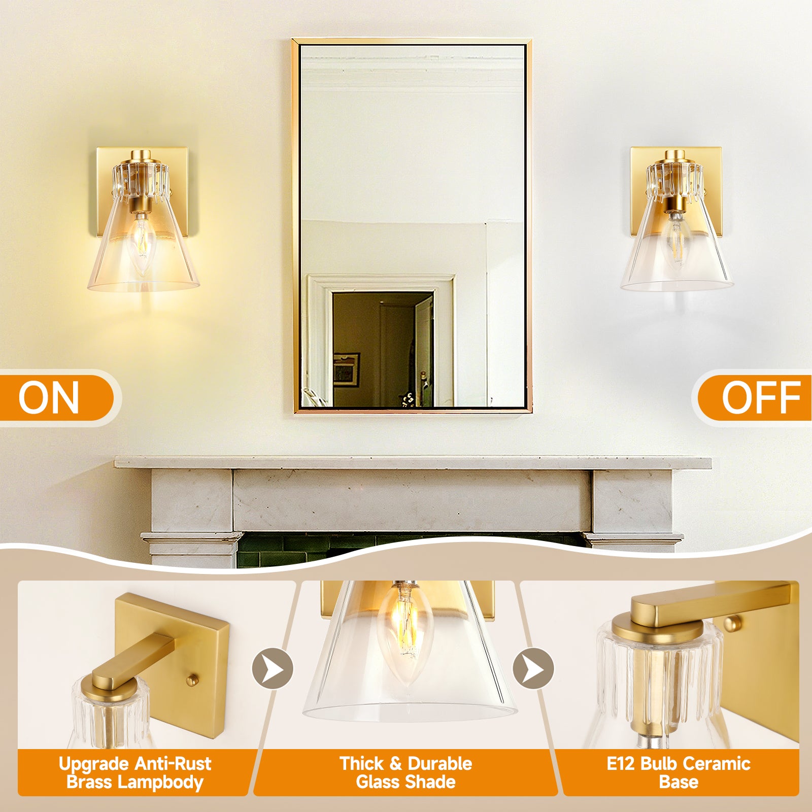 Modern Wall Light for Bathroom, Foyer, 2 Packs