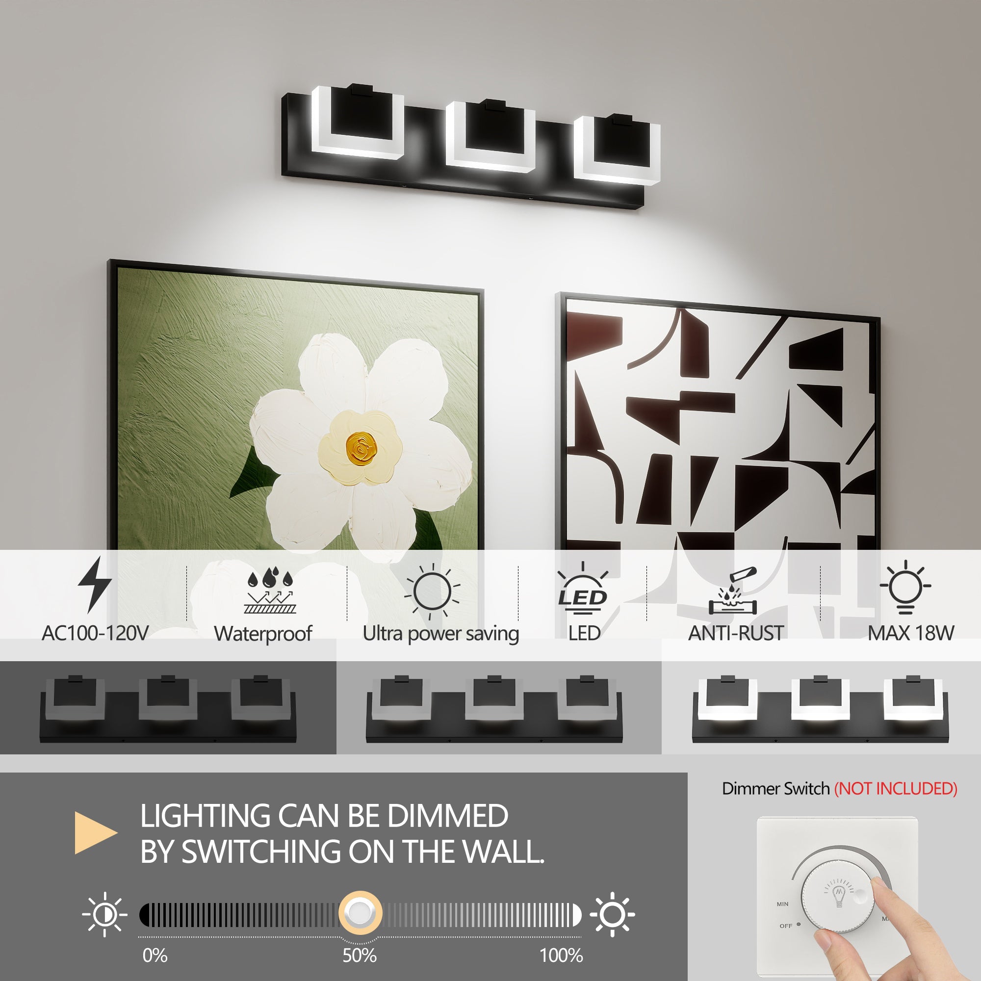 Modern Black Bathroom Wall Lighting Fixtures