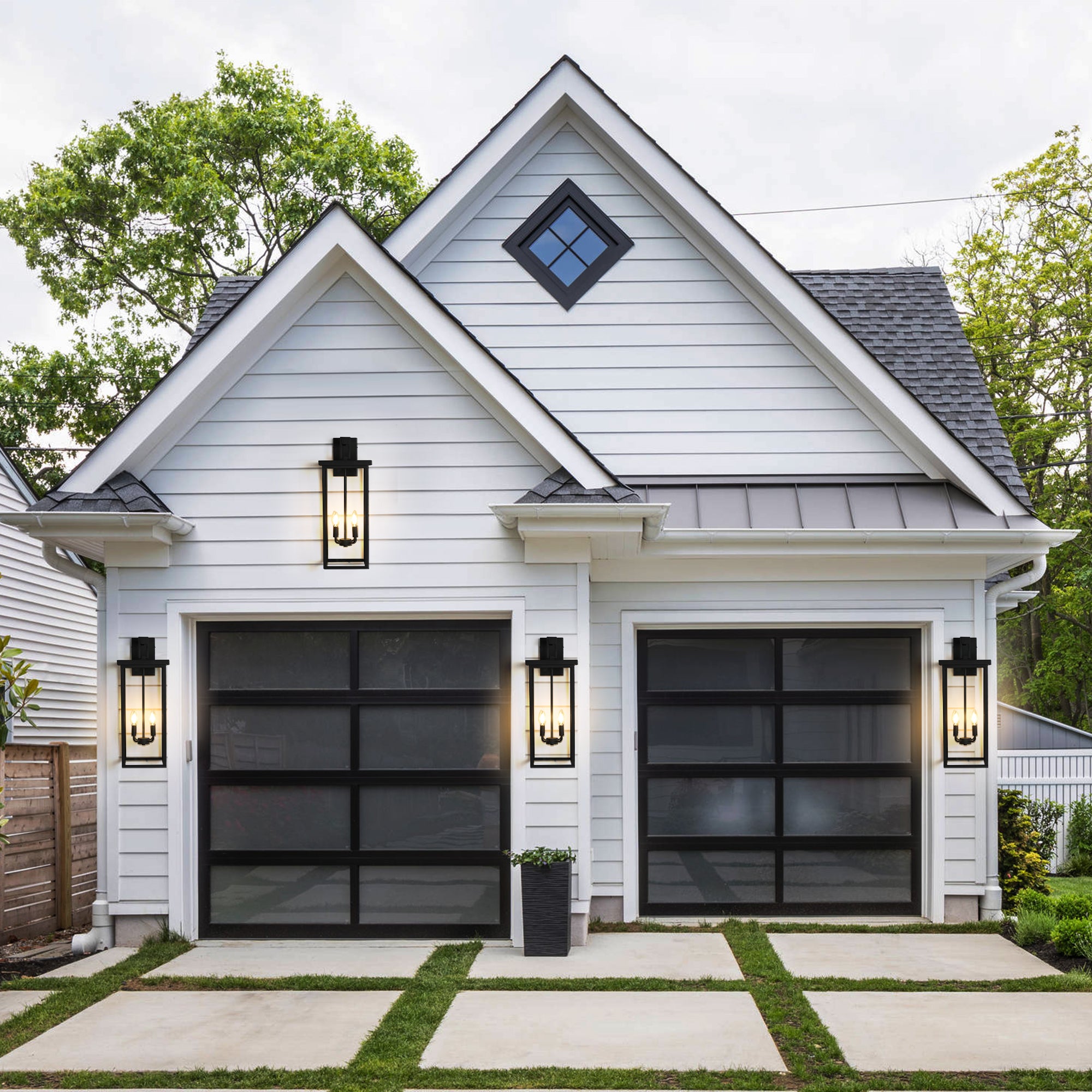 Outdoor Waterproof Iron Frame Glass Shade Wall Light