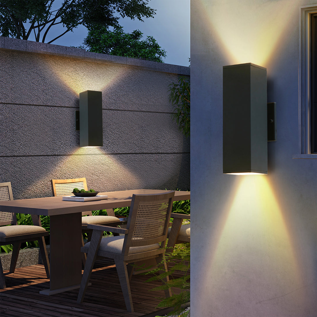 2 Pack Aluminum Modern Outdoor Wall Light