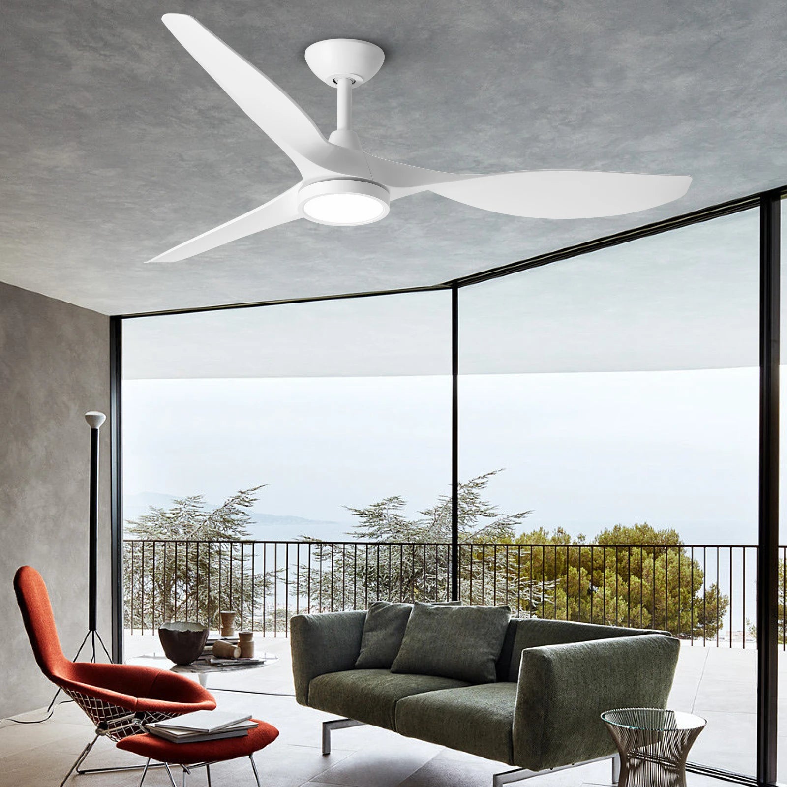 52" Downrod Mount Ceiling Fan with Light, Dimmable and Timer Function