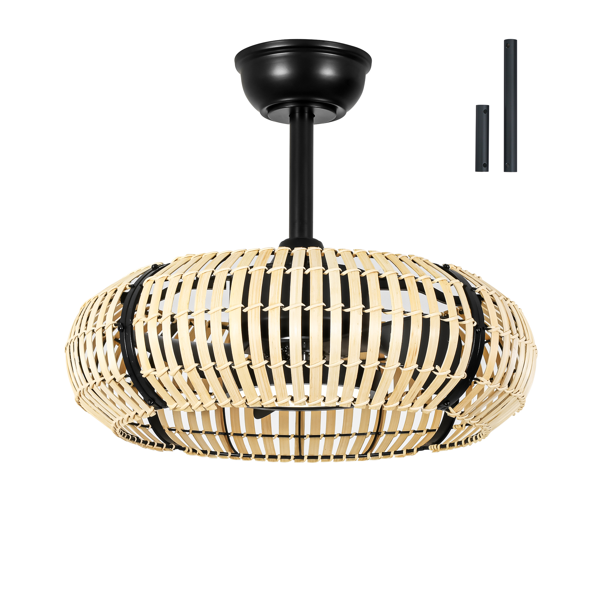 20 Inch LED Caged Bamboo Chip Ceiling Fan
