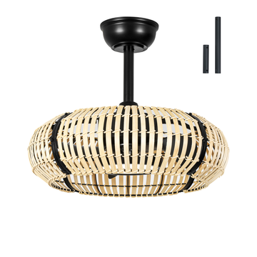 20 Inch LED Caged Bamboo Chip Ceiling Fan