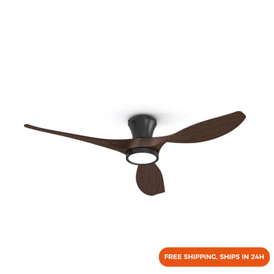 52" Ceiling Fan Light with Walnut Finish Plastic Blades