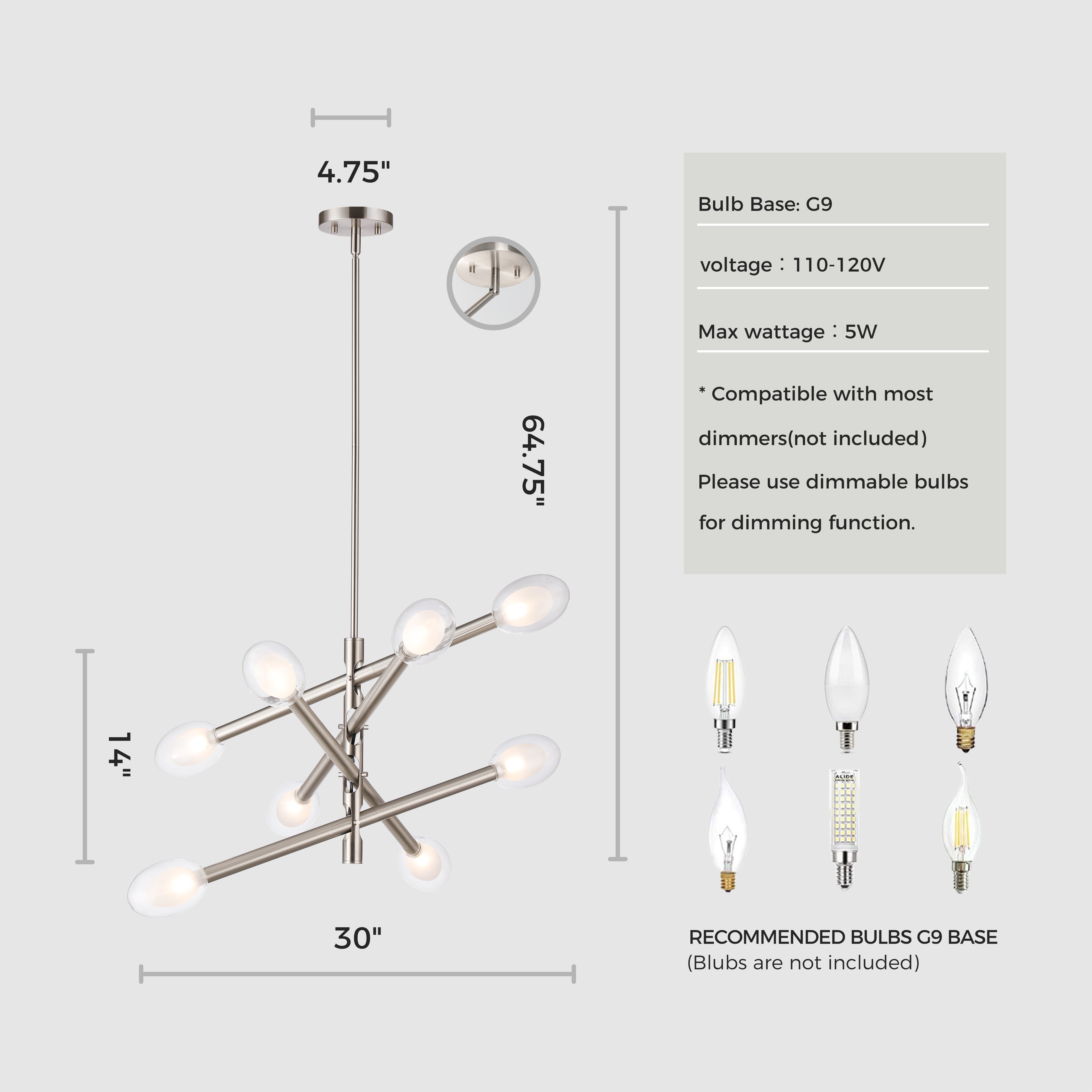 Double-glazed Glass Swing Arm Chandelier