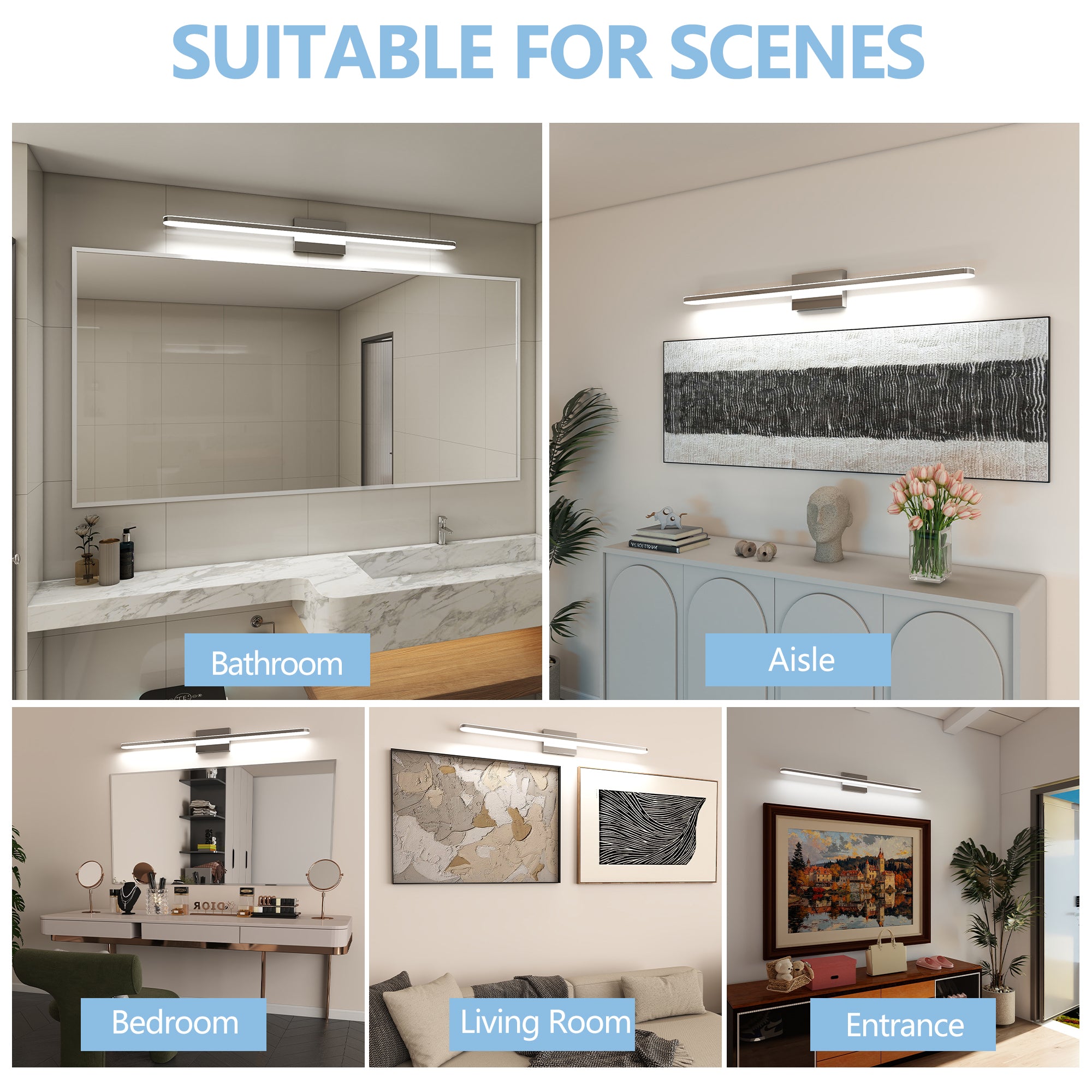 LED Modern Bathroom Light Fixtures Chrome