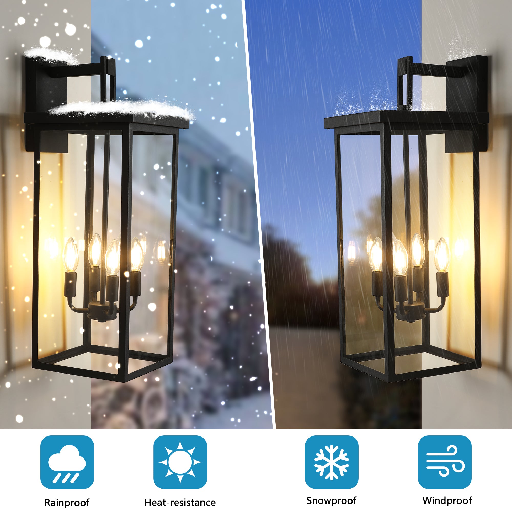 Outdoor Waterproof Iron Frame Glass Shade Wall Light
